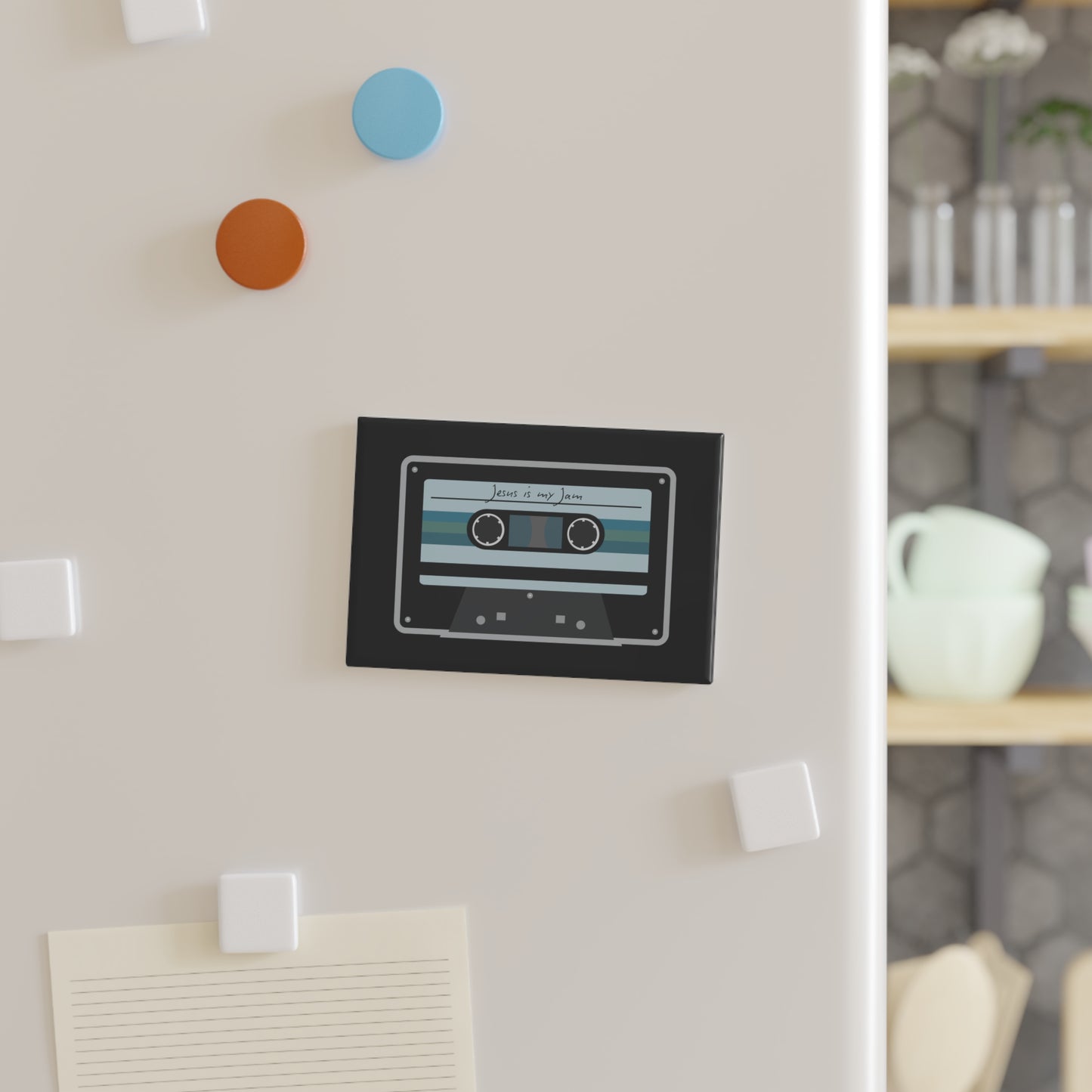 Button Magnet - Retro Cassette 'Jesus is my Jam' Decorative Fridge Magnet