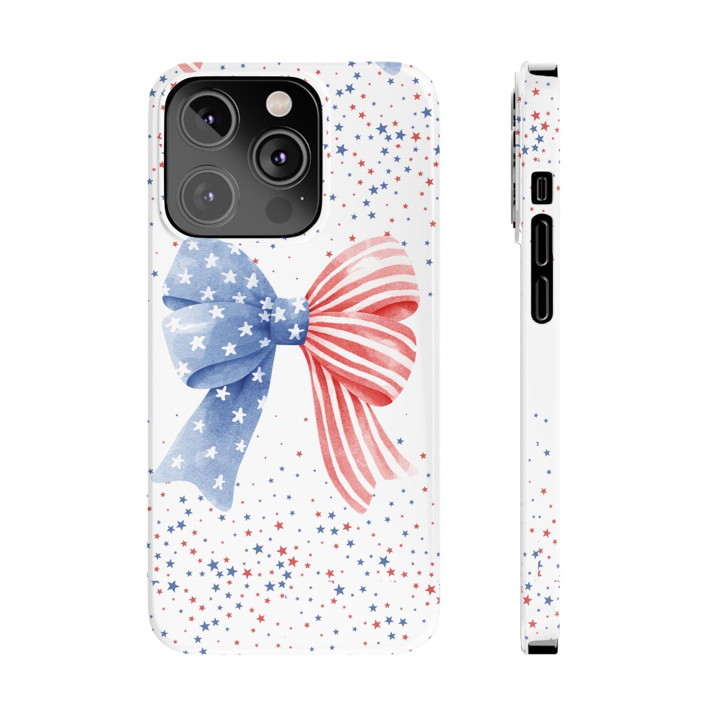 Patriotic Slim Phone Cases with Bow Design, Cute Phone Covers, Summer Accessories, Fourth of July Gift, Trendy Tech