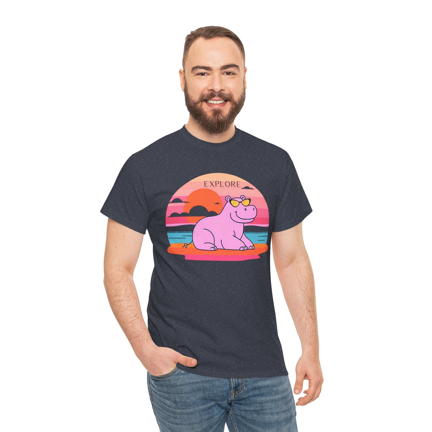Cute Hippo 'Explore' Tee - Summer Fun
