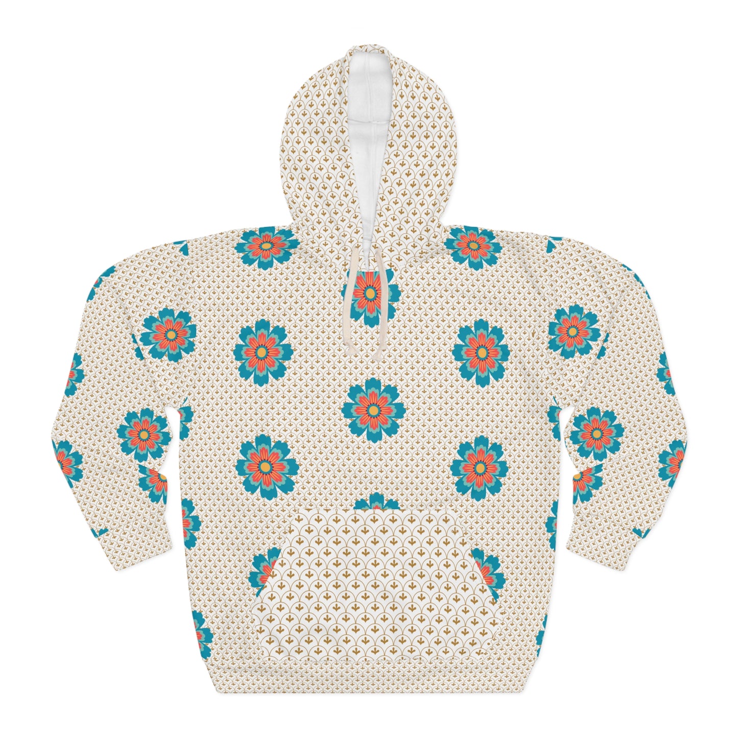 Floral Pattern Unisex Pullover Hoodie, Cozy Boho Sweatshirt