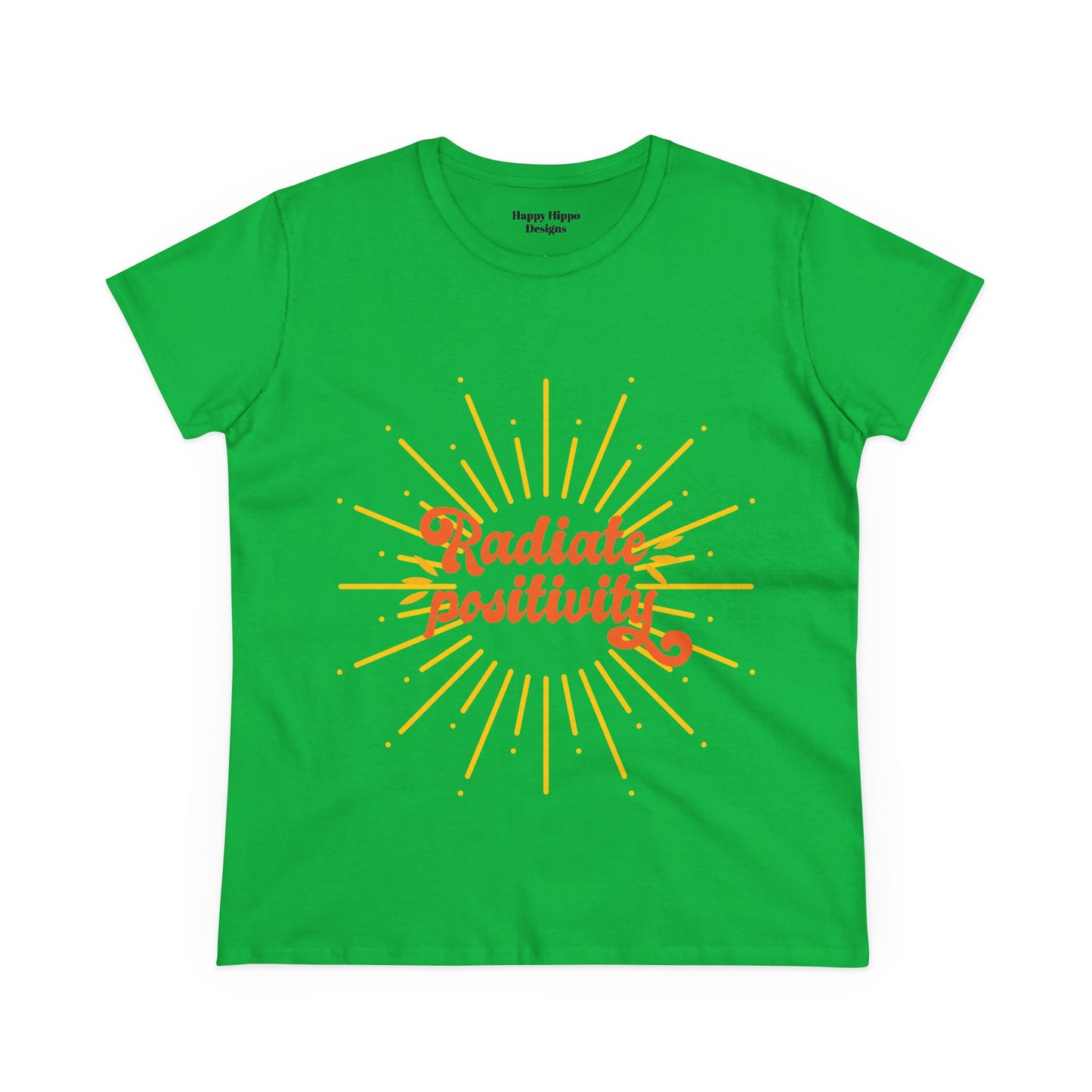 Radiate Positivity Women's Midweight Cotton Tee - Uplifting Summer T-Shirt