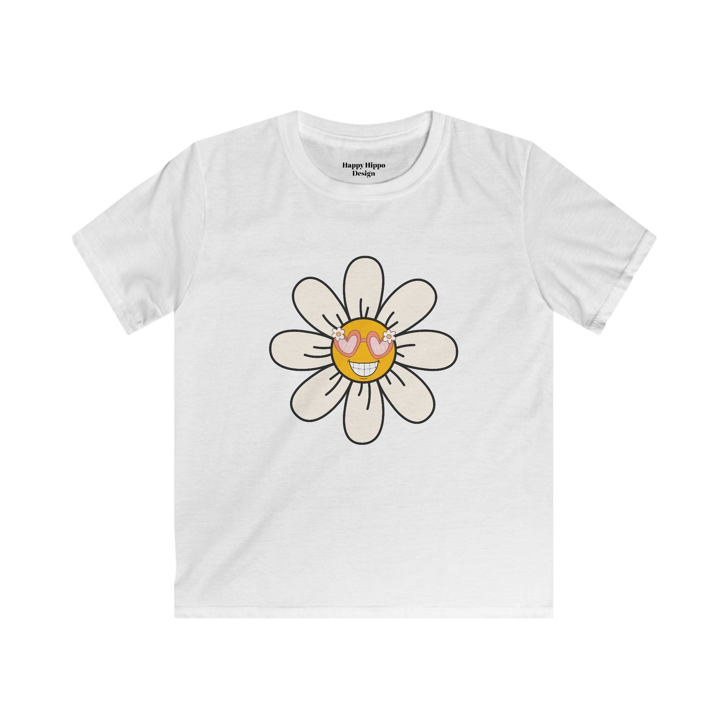 Kids Sunshine Daisy Tee - Cute Floral Heart Design for Spring/Summer