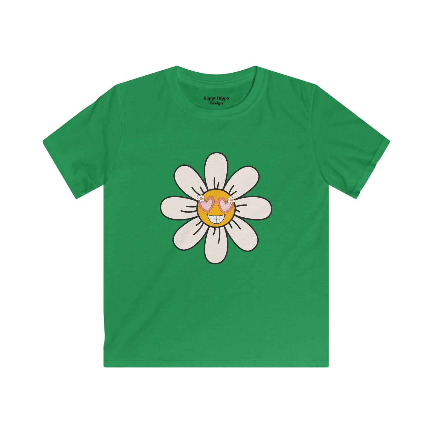 Kids Sunshine Daisy Tee - Cute Floral Heart Design for Spring/Summer