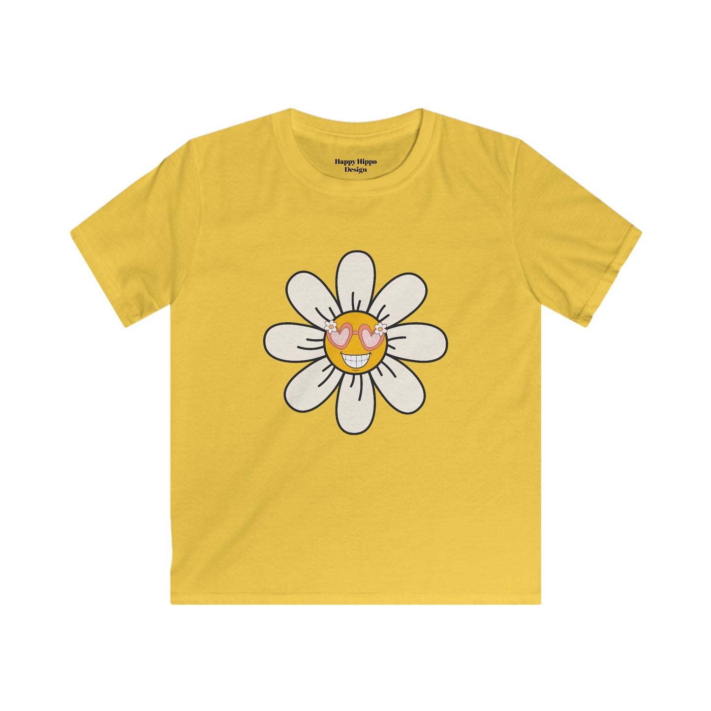 Kids Sunshine Daisy Tee - Cute Floral Heart Design for Spring/Summer