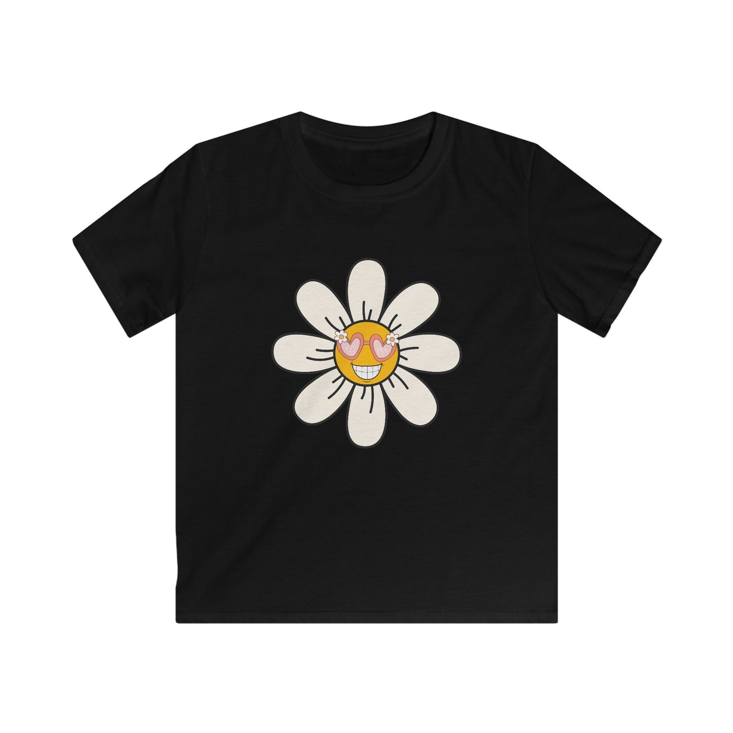 Kids Sunshine Daisy Tee - Cute Floral Heart Design for Spring/Summer