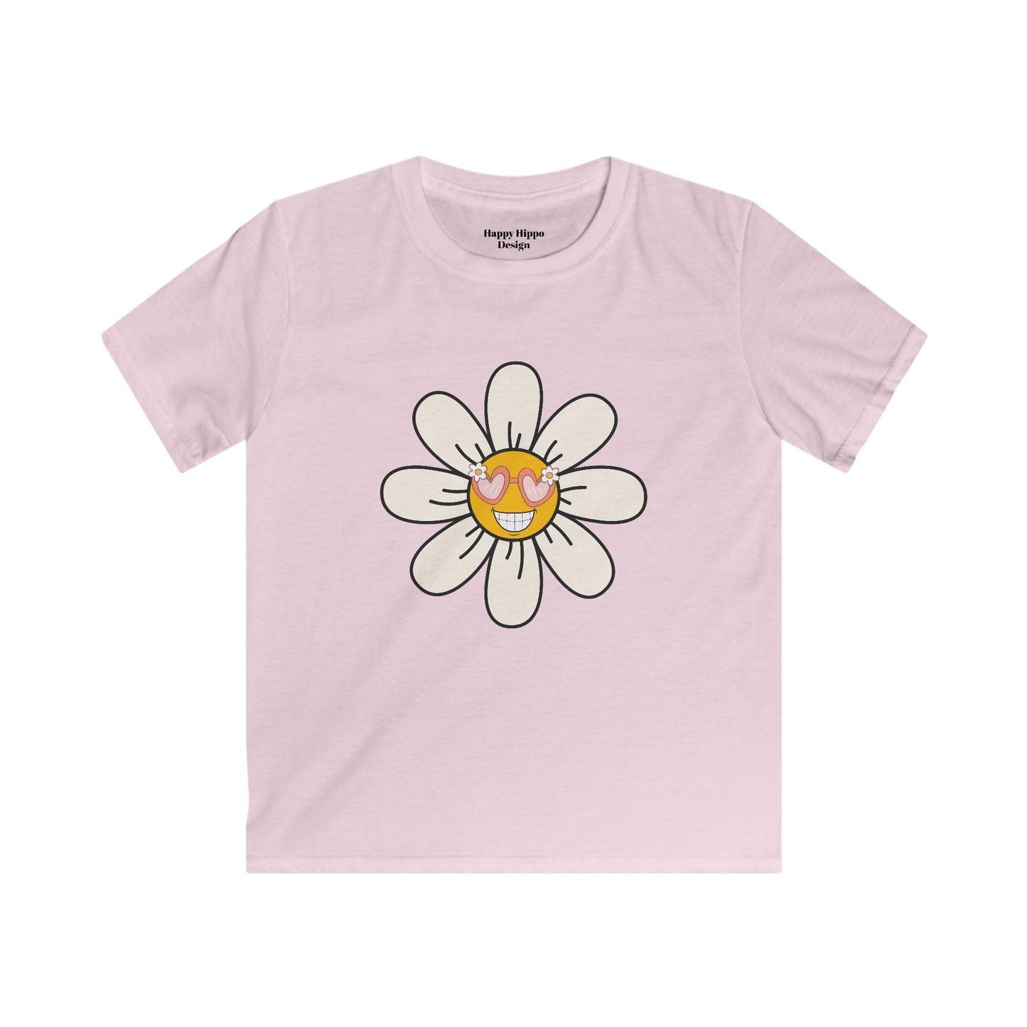 Kids Sunshine Daisy Tee - Cute Floral Heart Design for Spring/Summer