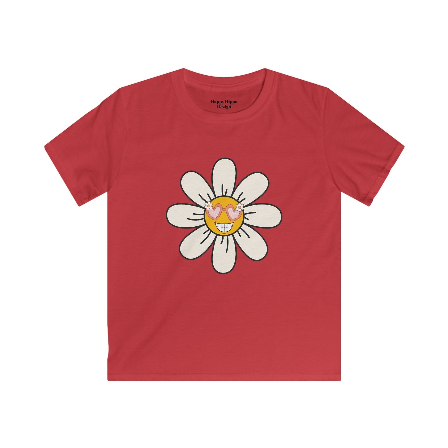 Kids Sunshine Daisy Tee - Cute Floral Heart Design for Spring/Summer