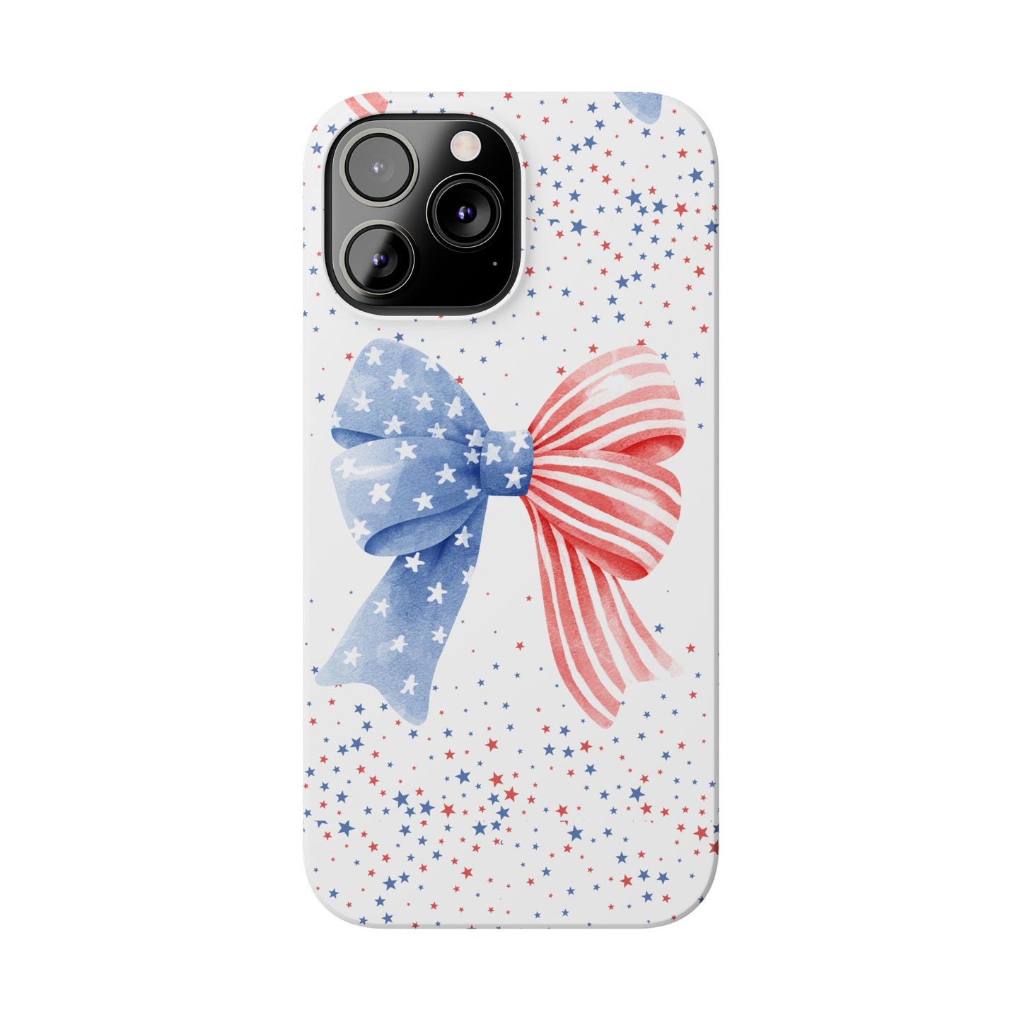 Patriotic Slim Phone Cases with Bow Design, Cute Phone Covers, Summer Accessories, Fourth of July Gift, Trendy Tech