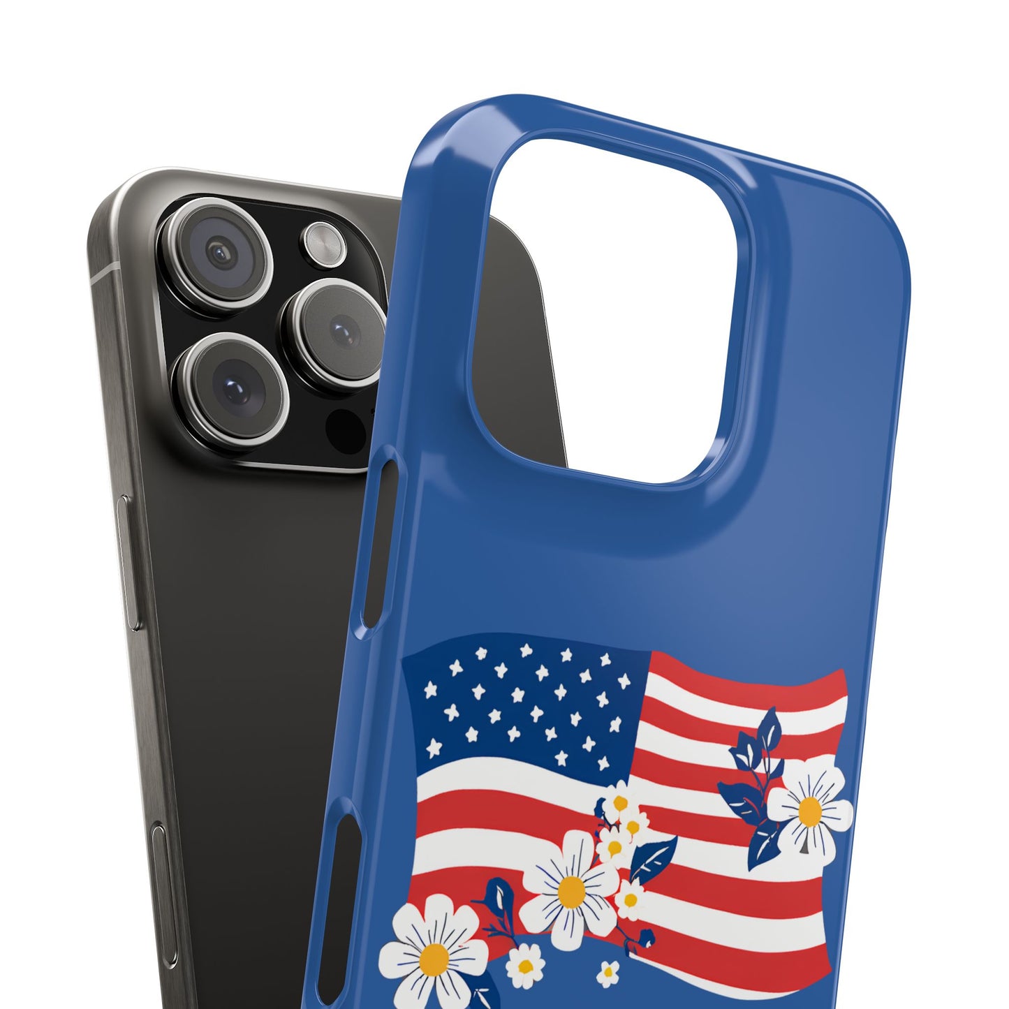 Patriotic Floral Phone Case - Slim Case for iPhone, Independence Day, Memorial Day, American Flag Design, Gifts for Her
