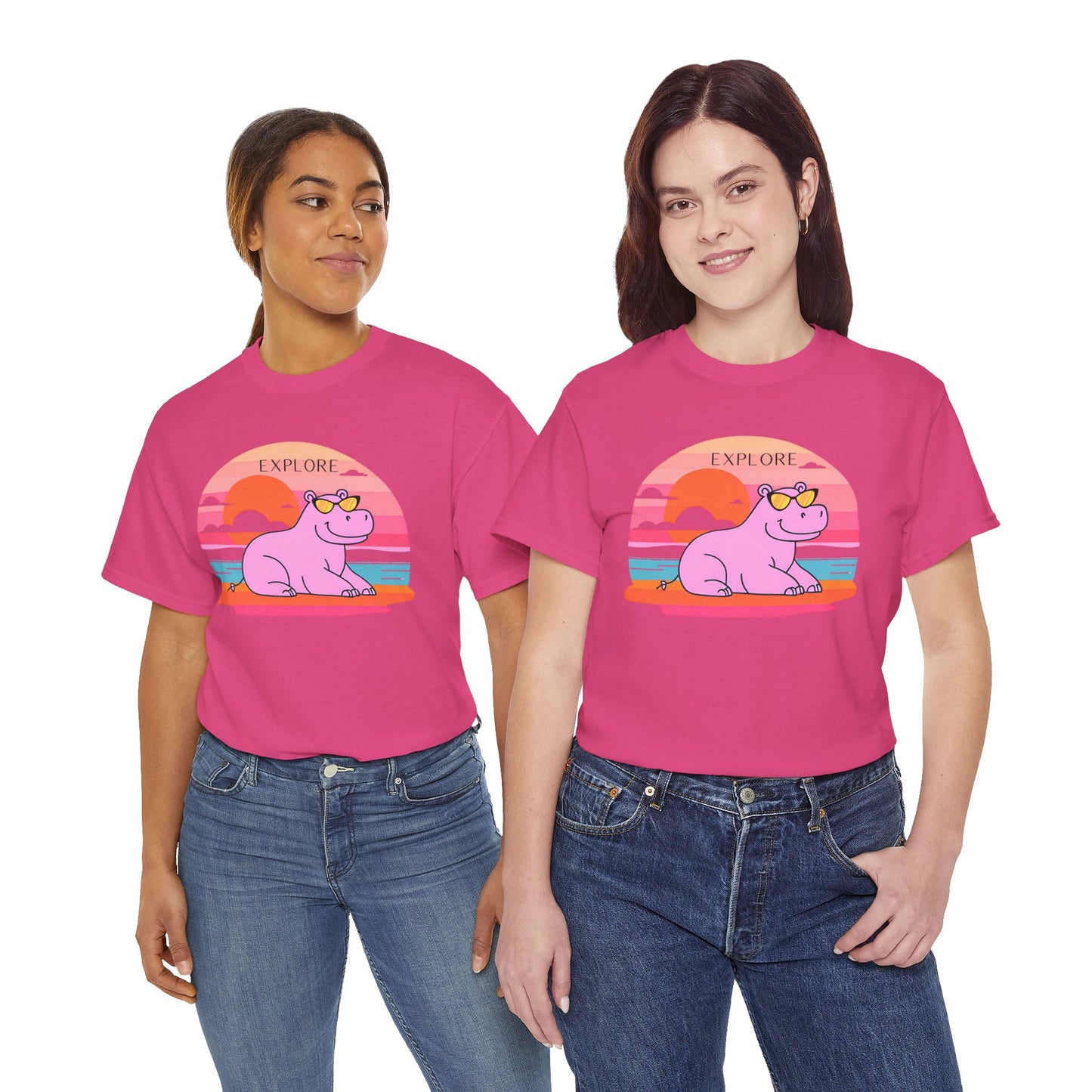 Cute Hippo 'Explore' Tee - Summer Fun