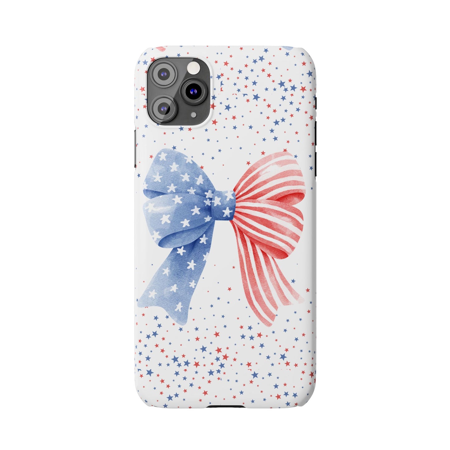 Patriotic Slim Phone Cases with Bow Design, Cute Phone Covers, Summer Accessories, Fourth of July Gift, Trendy Tech