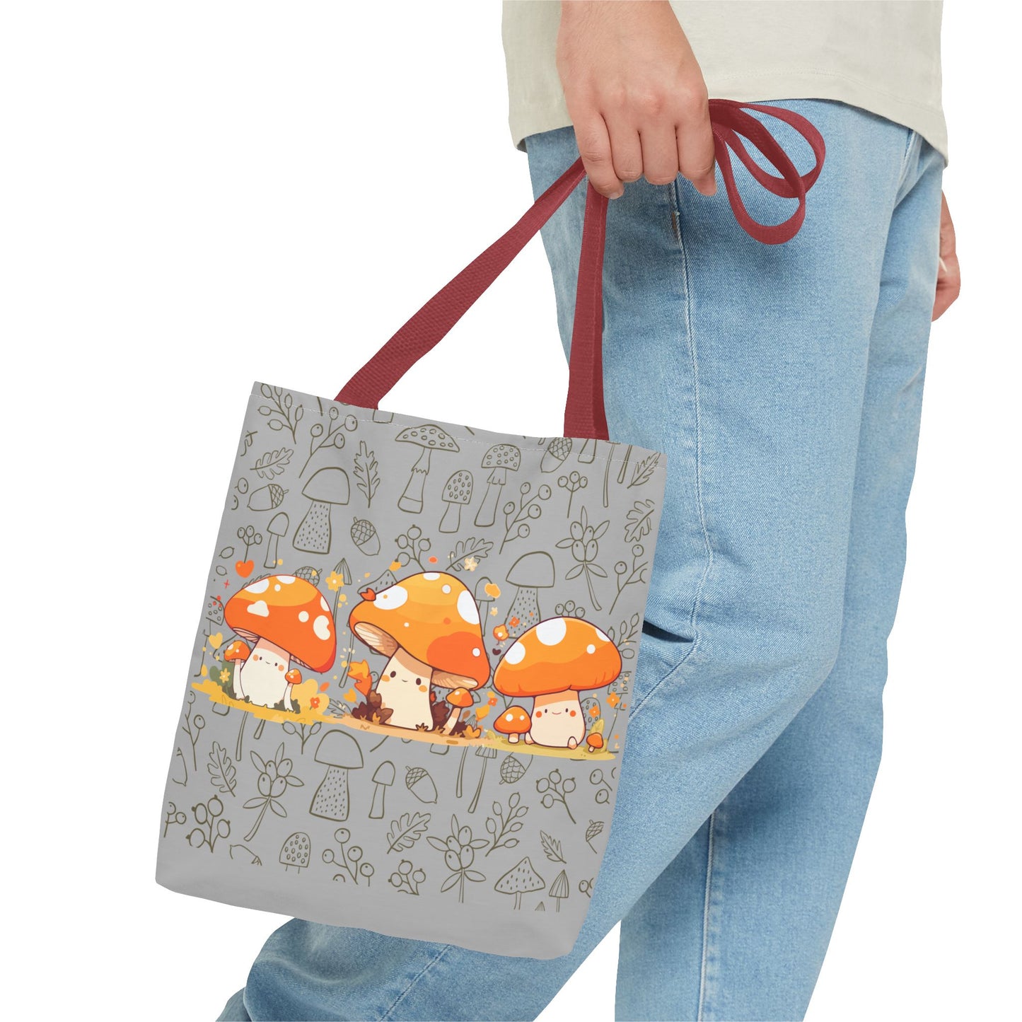 Cute Mushroom Tote Bag - Whimsical Nature Print for Eco-Friendly Style