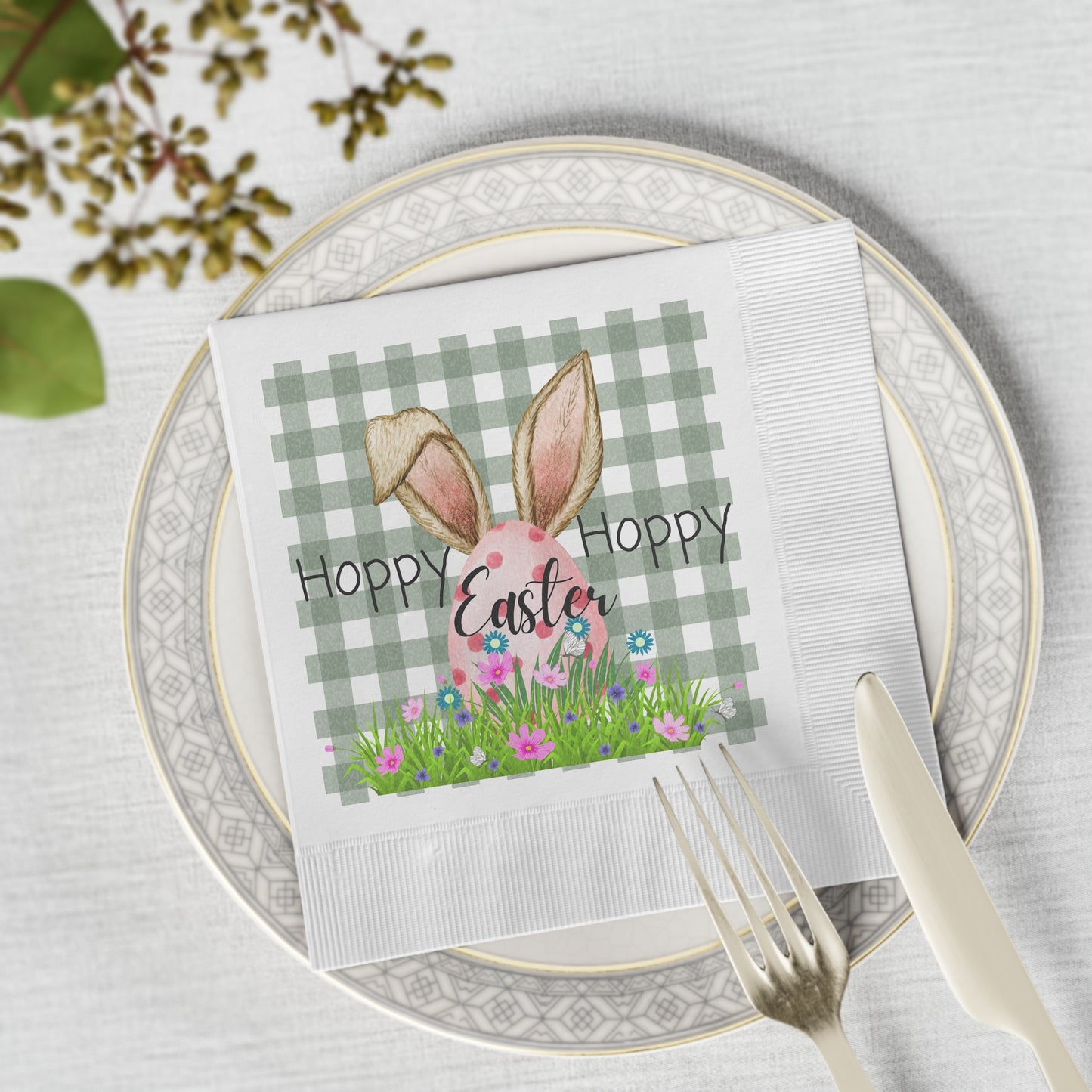 Hoppy Easter Decor Napkins - Festive Bunny Design for Spring Celebrations