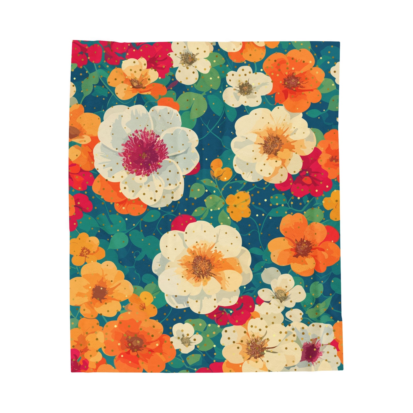 Plush Blanket - Vibrant Floral Design with a Hint of Sparkle