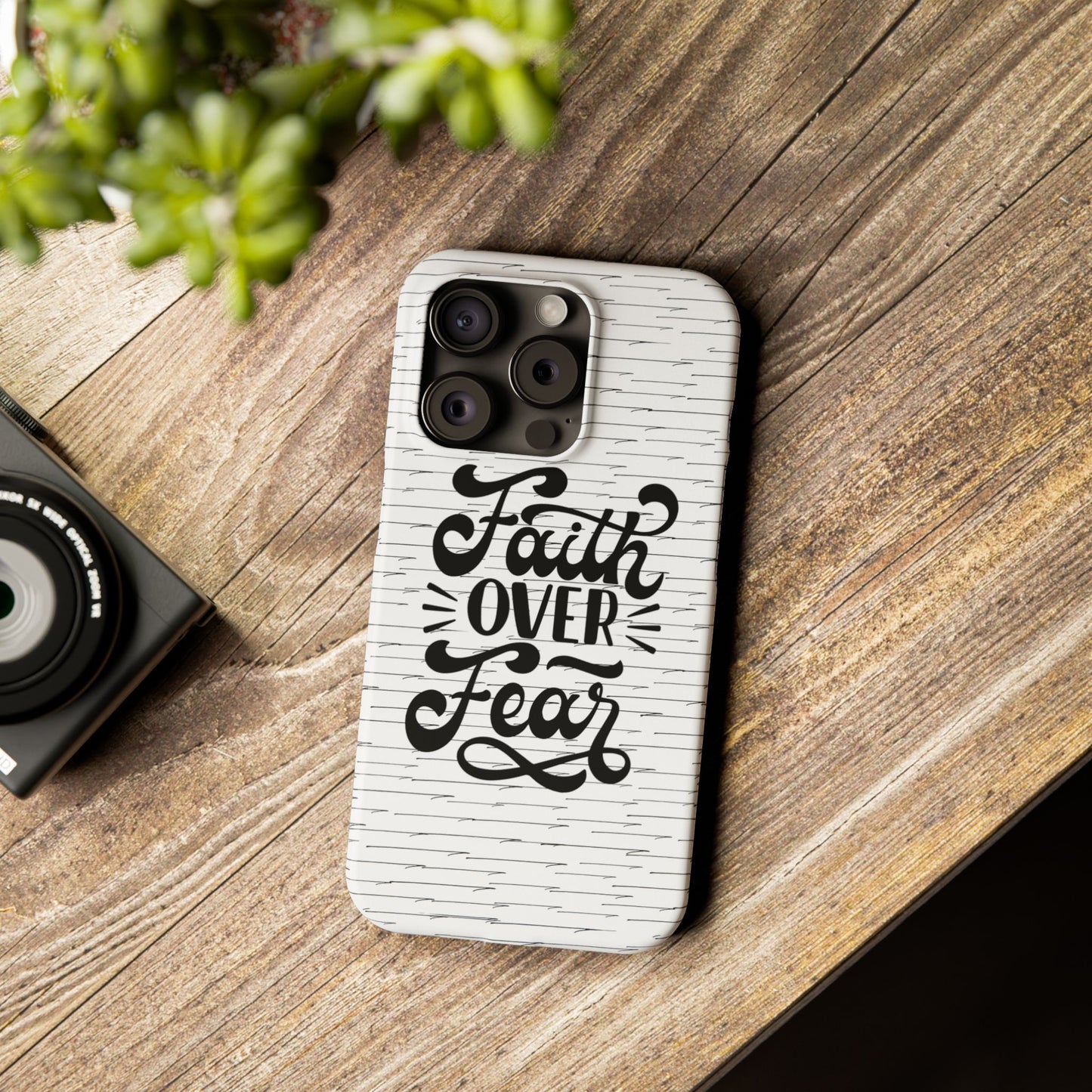 Inspirational Faith Over Fear Phone Case | Slim Case for iPhone & Samsung | Motivational Gift | Modern Design