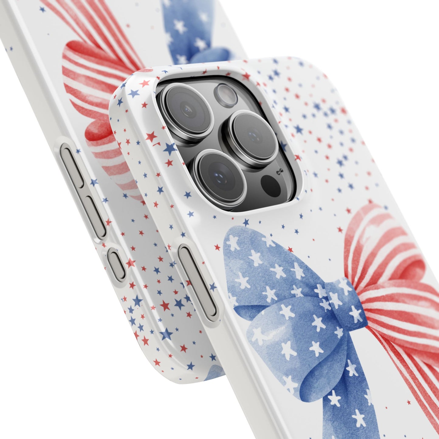 Patriotic Slim Phone Cases with Bow Design, Cute Phone Covers, Summer Accessories, Fourth of July Gift, Trendy Tech