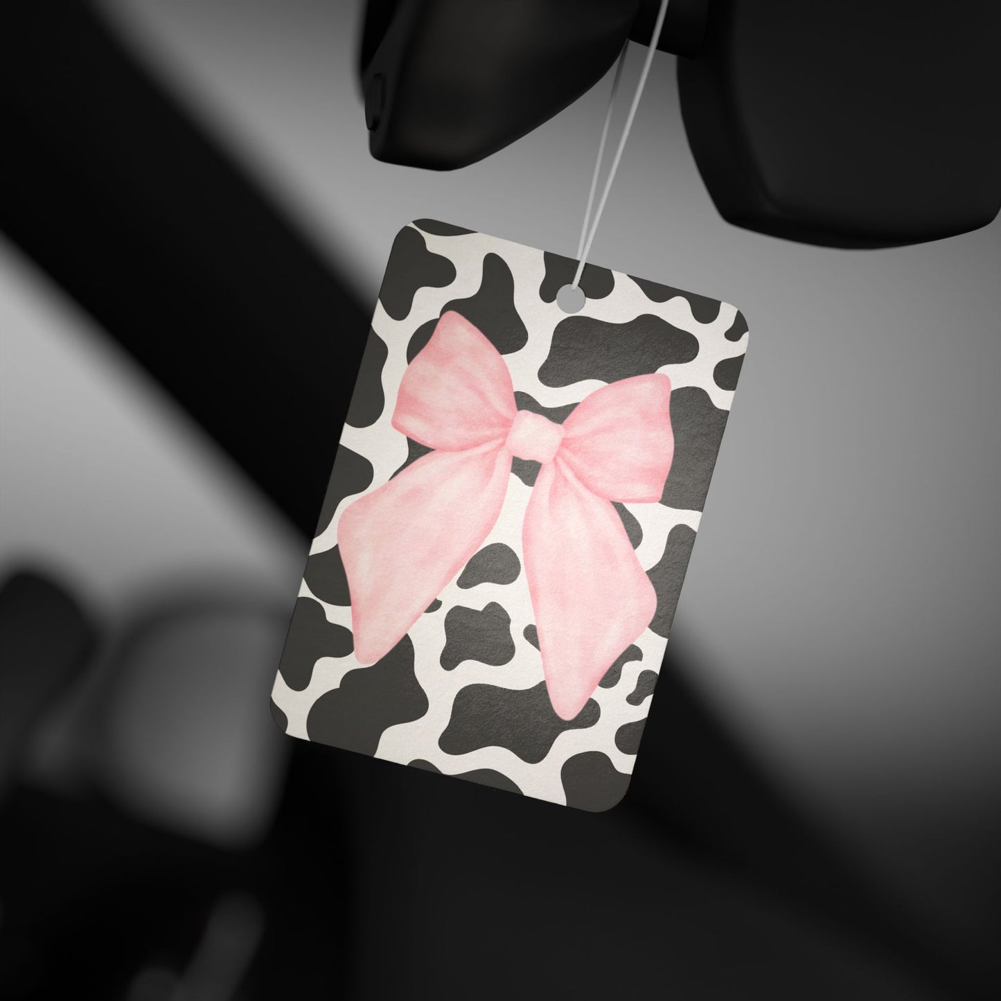 Cute Cow Print Air Freshener with Pink Bow