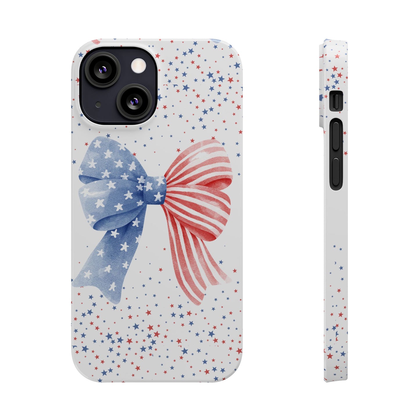 Patriotic Slim Phone Cases with Bow Design, Cute Phone Covers, Summer Accessories, Fourth of July Gift, Trendy Tech