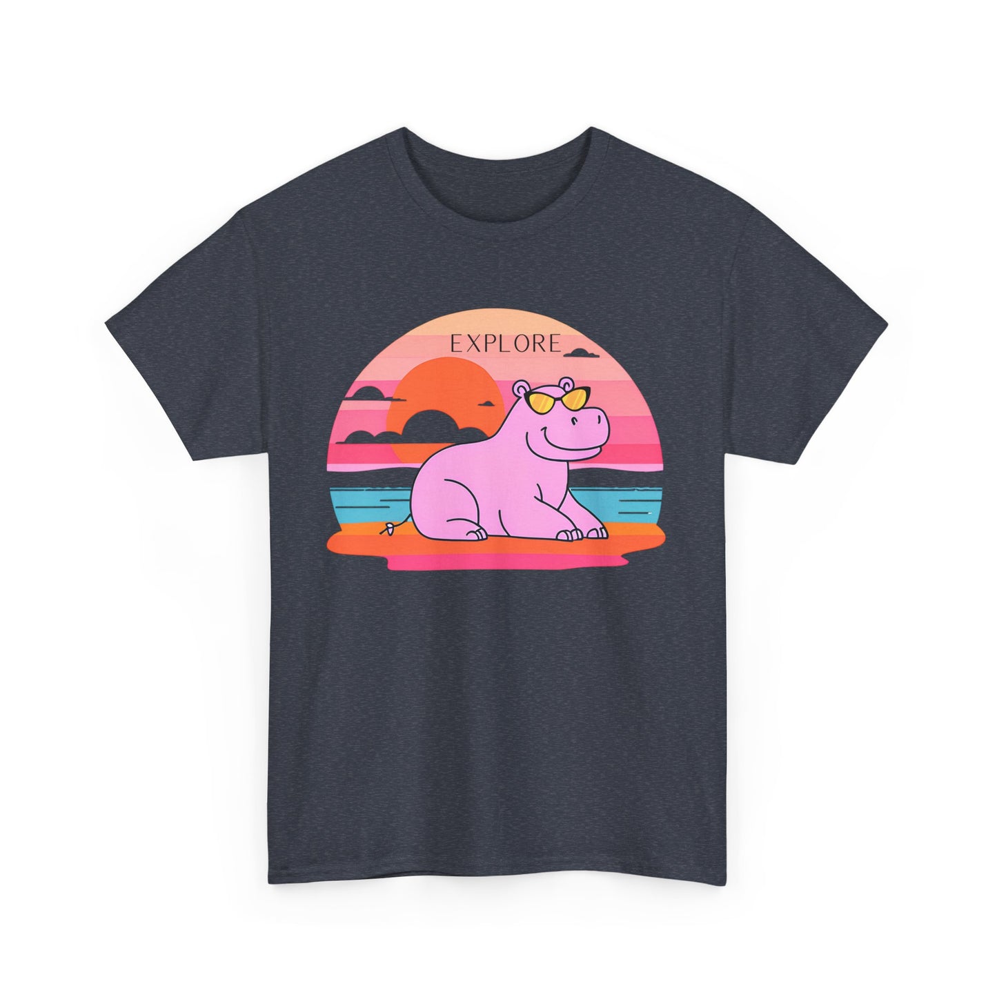 Cute Hippo 'Explore' Tee - Summer Fun