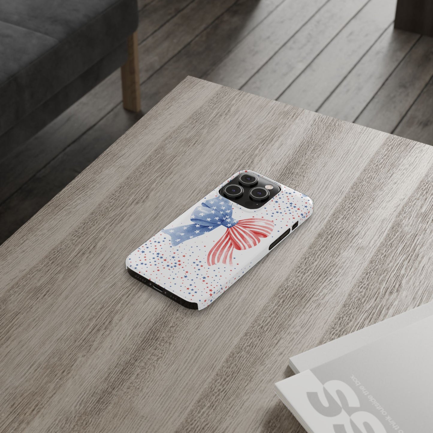 Patriotic Slim Phone Cases with Bow Design, Cute Phone Covers, Summer Accessories, Fourth of July Gift, Trendy Tech