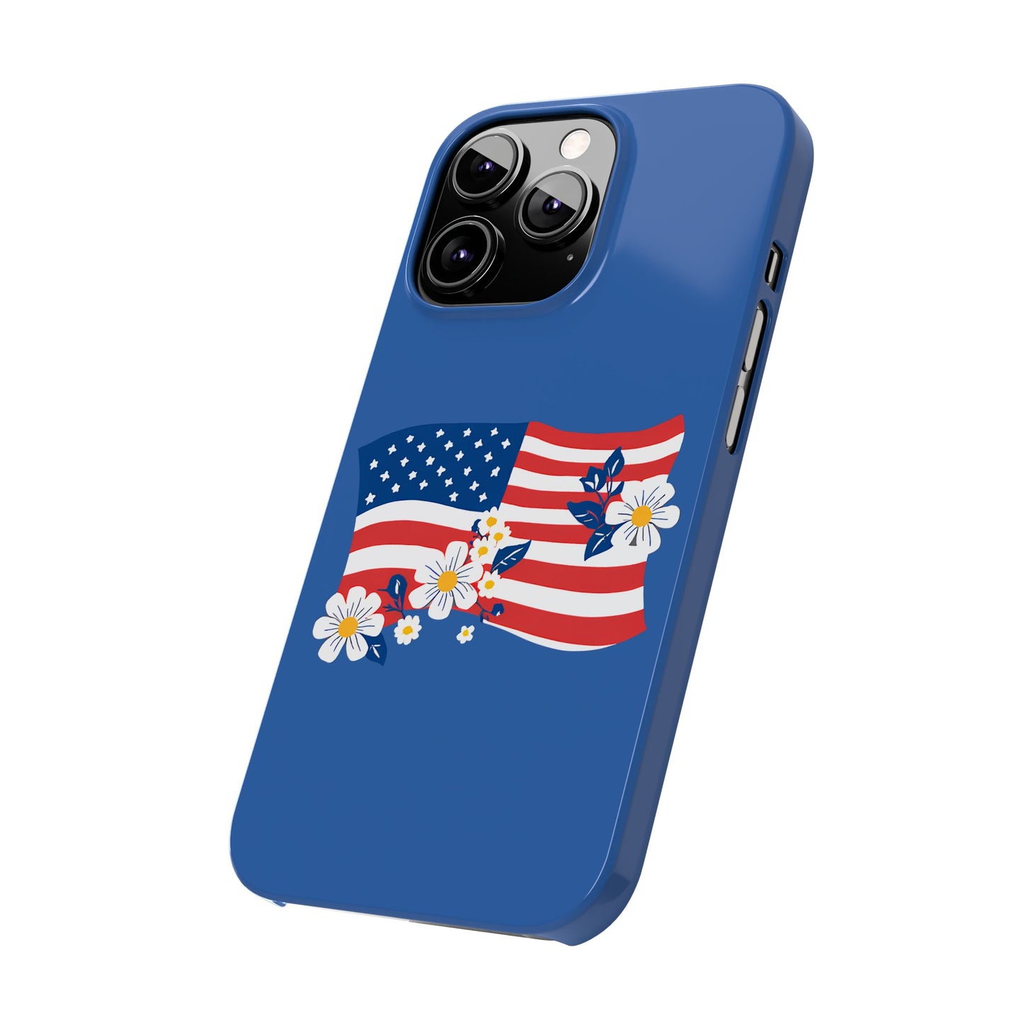 Patriotic Floral Phone Case - Slim Case for iPhone, Independence Day, Memorial Day, American Flag Design, Gifts for Her
