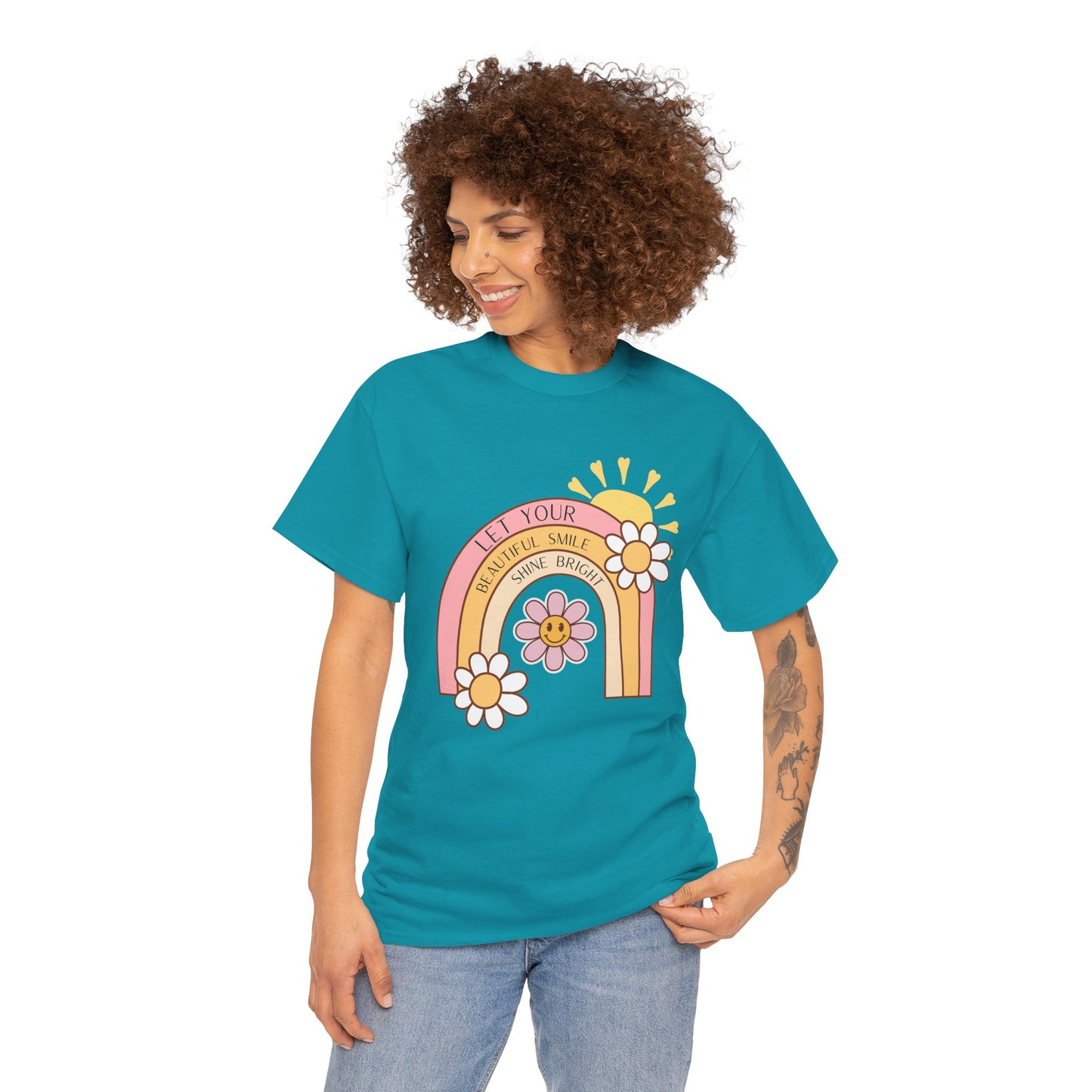 Rainbow Flower Unisex Tee - Let Your Beautiful Smile Shine Bright Design