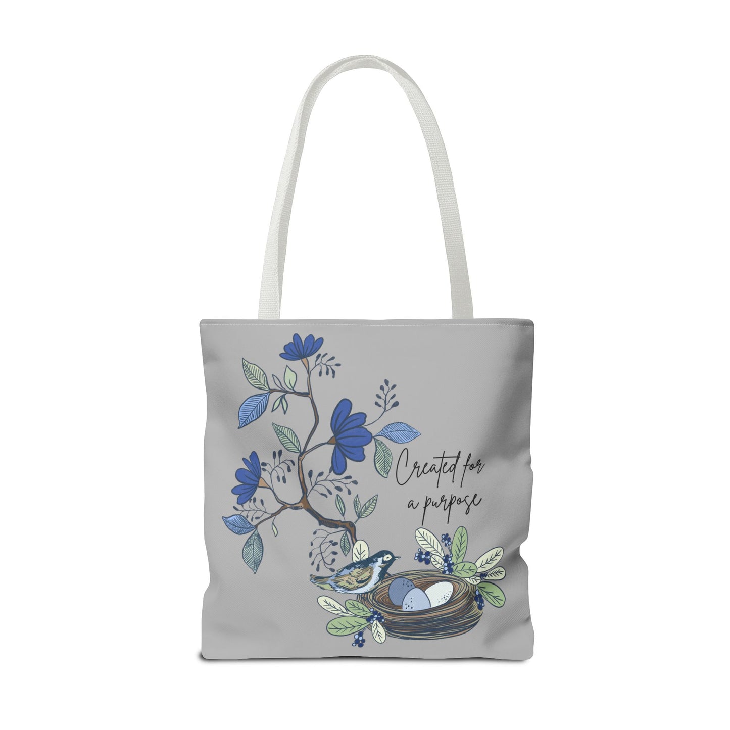Faith Inspired Tote Bag - 'Created for a Purpose' Floral Design