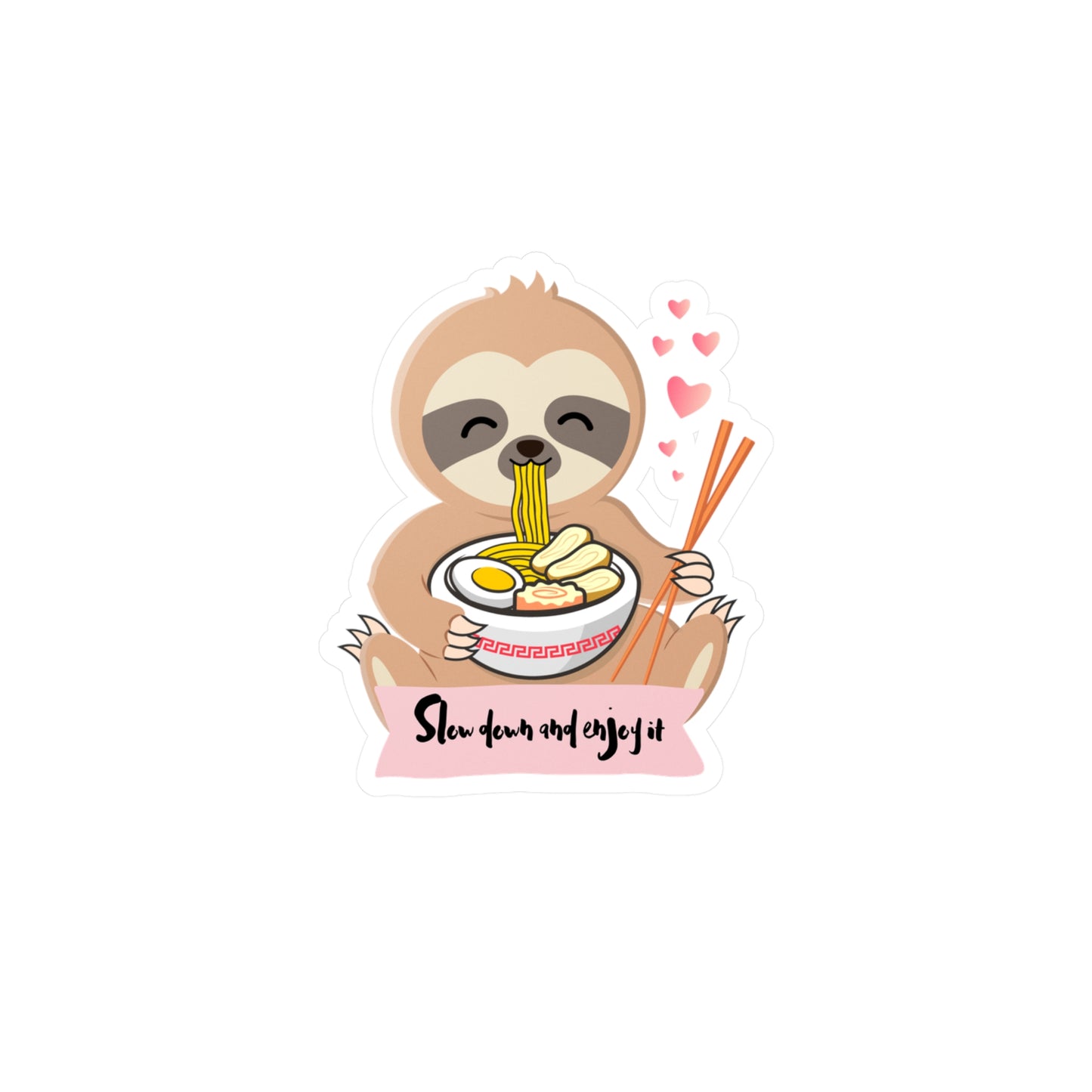 Cute Sloth Kiss-Cut Vinyl Decal - 'Slow Down and Enjoy It'