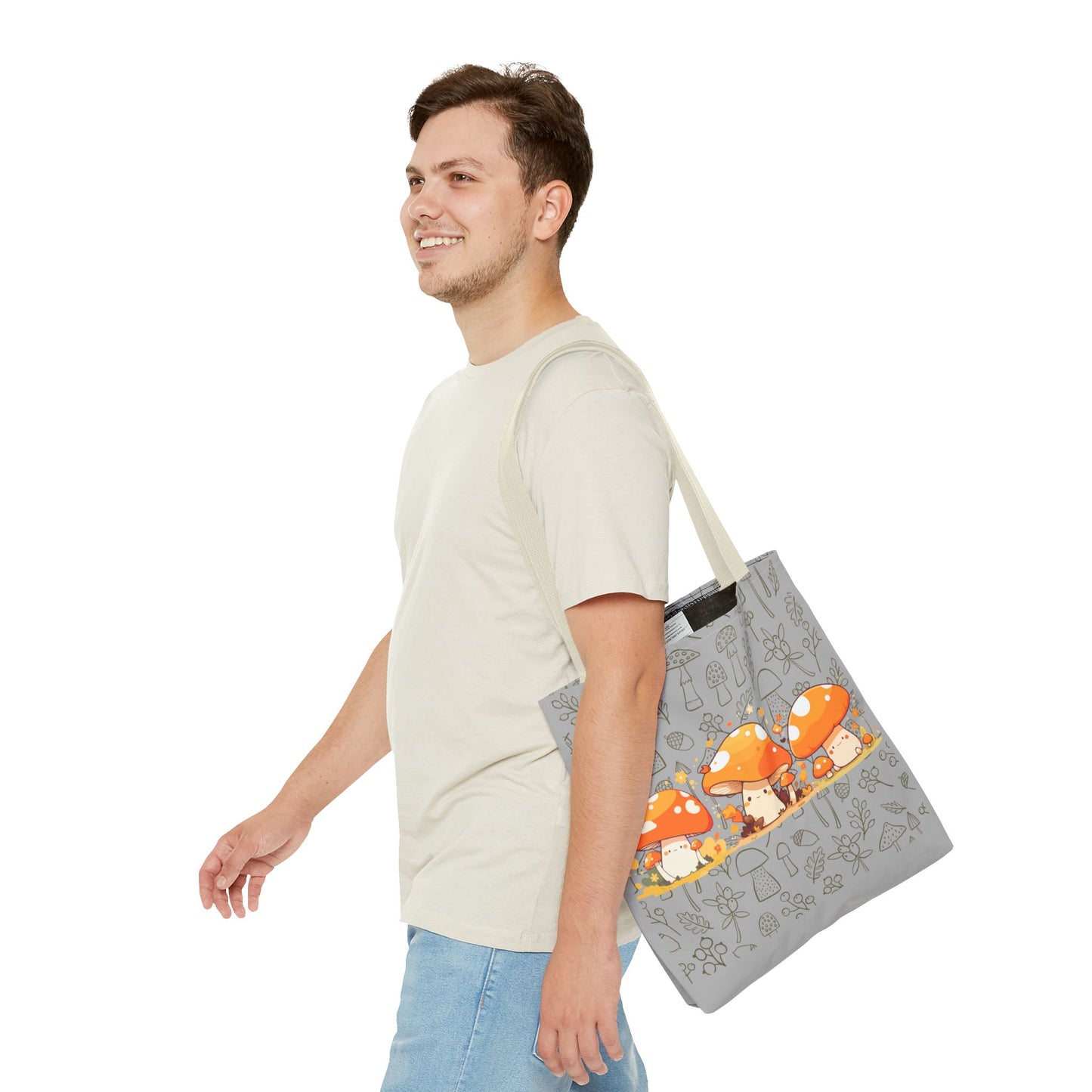 Cute Mushroom Tote Bag - Whimsical Nature Print for Eco-Friendly Style