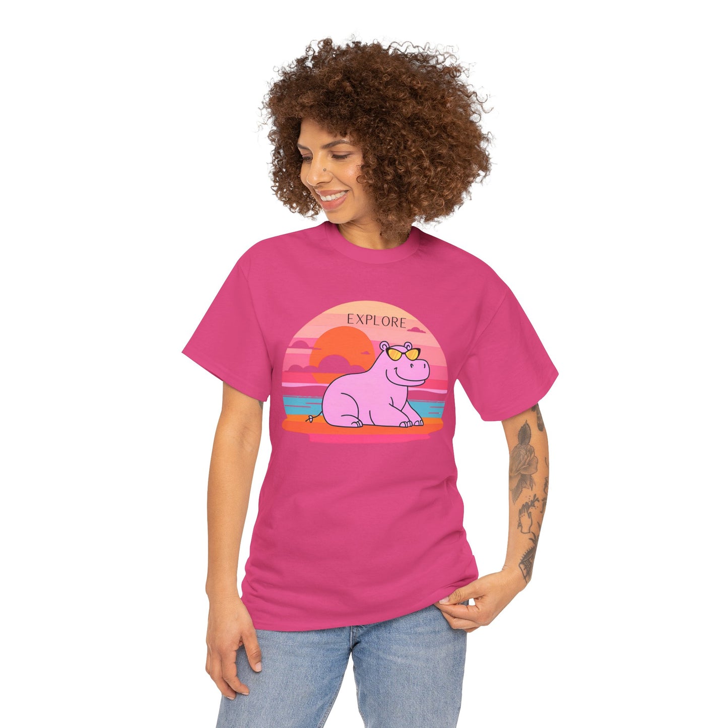 Cute Hippo 'Explore' Tee - Summer Fun