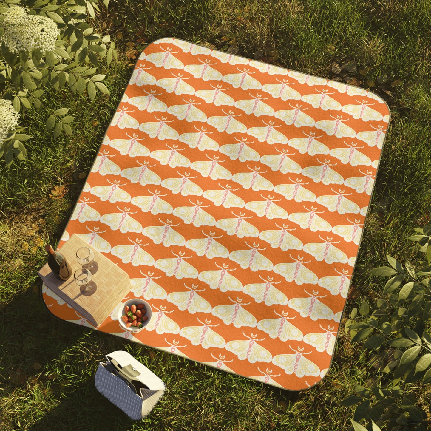 Orange Moth Picnic Blanket