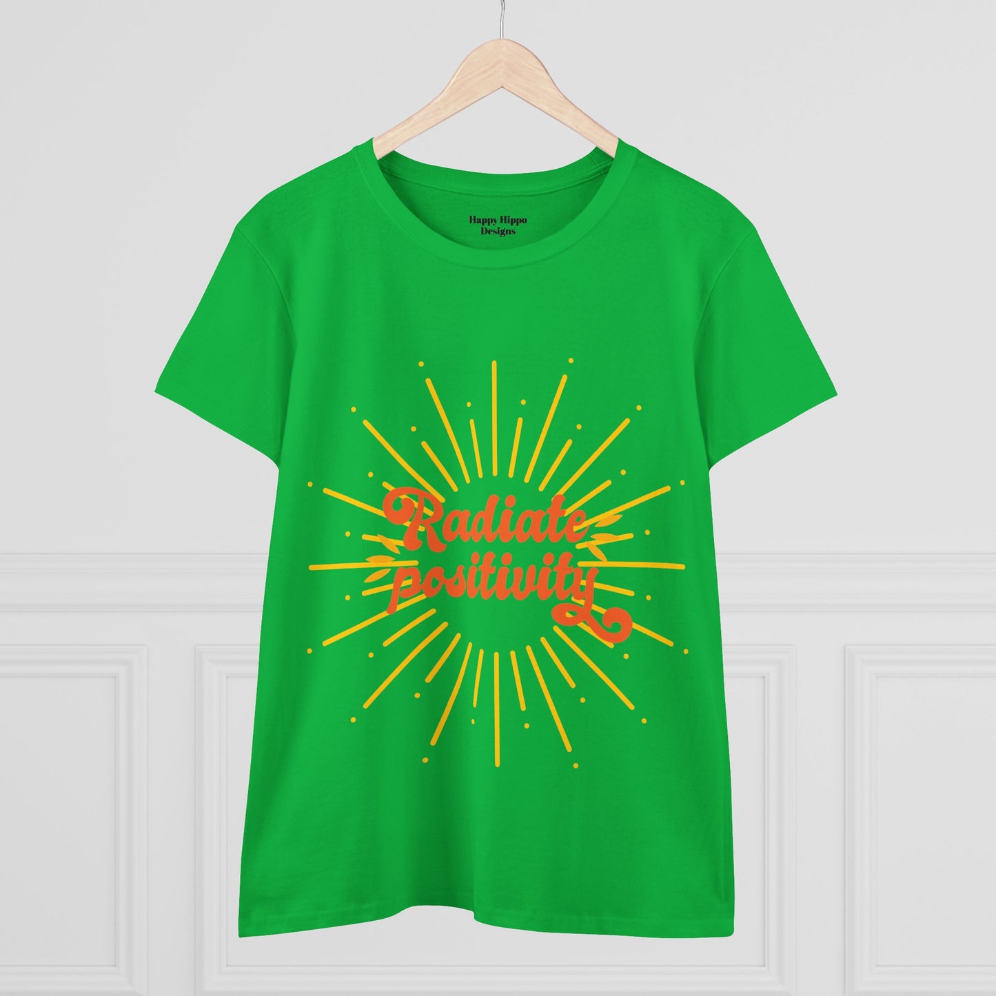 Radiate Positivity Women's Midweight Cotton Tee - Uplifting Summer T-Shirt