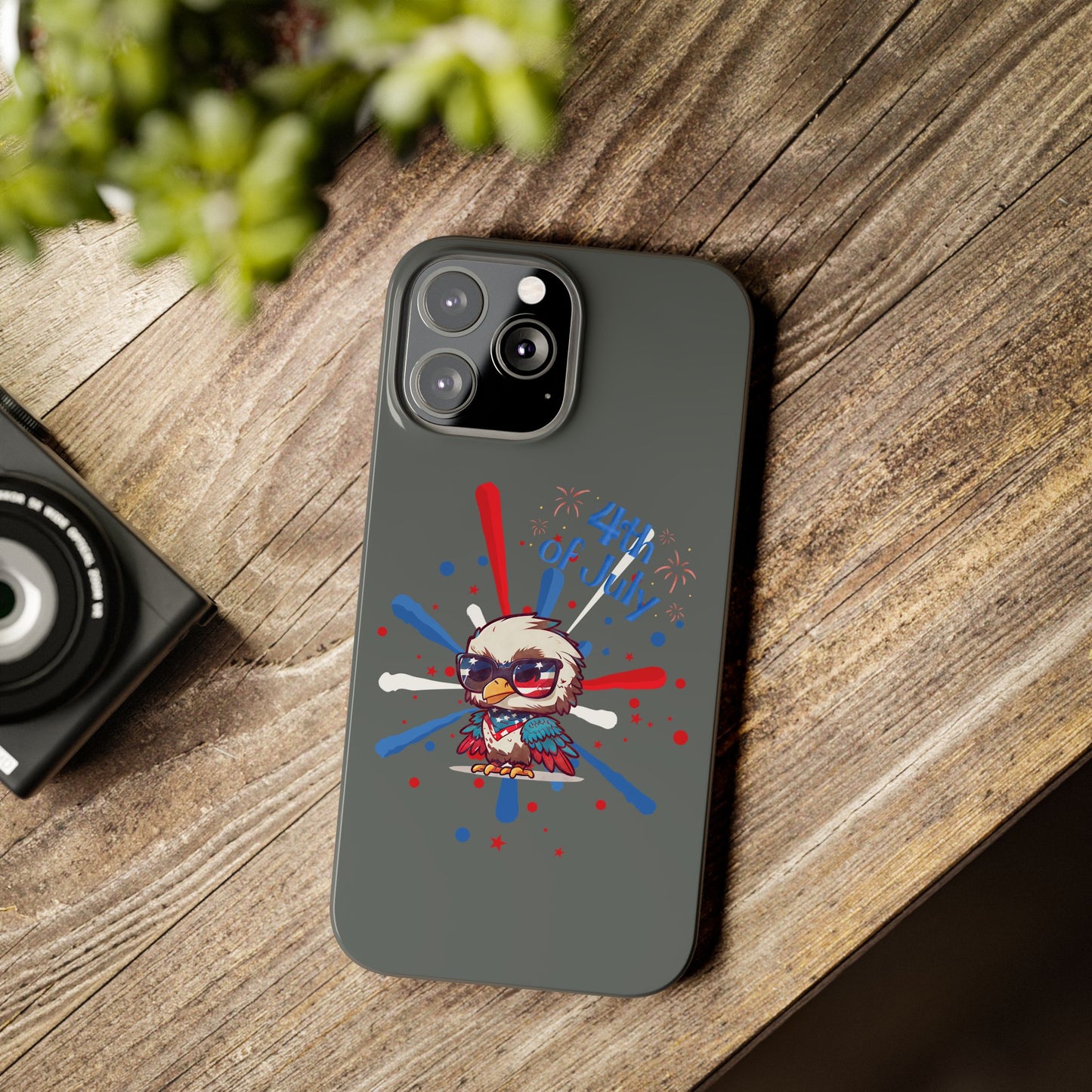 Patriotic Slim Phone Cases with Vector Owl Design | Fourth of July Phone Cover, USA Pride Phone Case, Holiday Gift, Trendy Phone Accessory