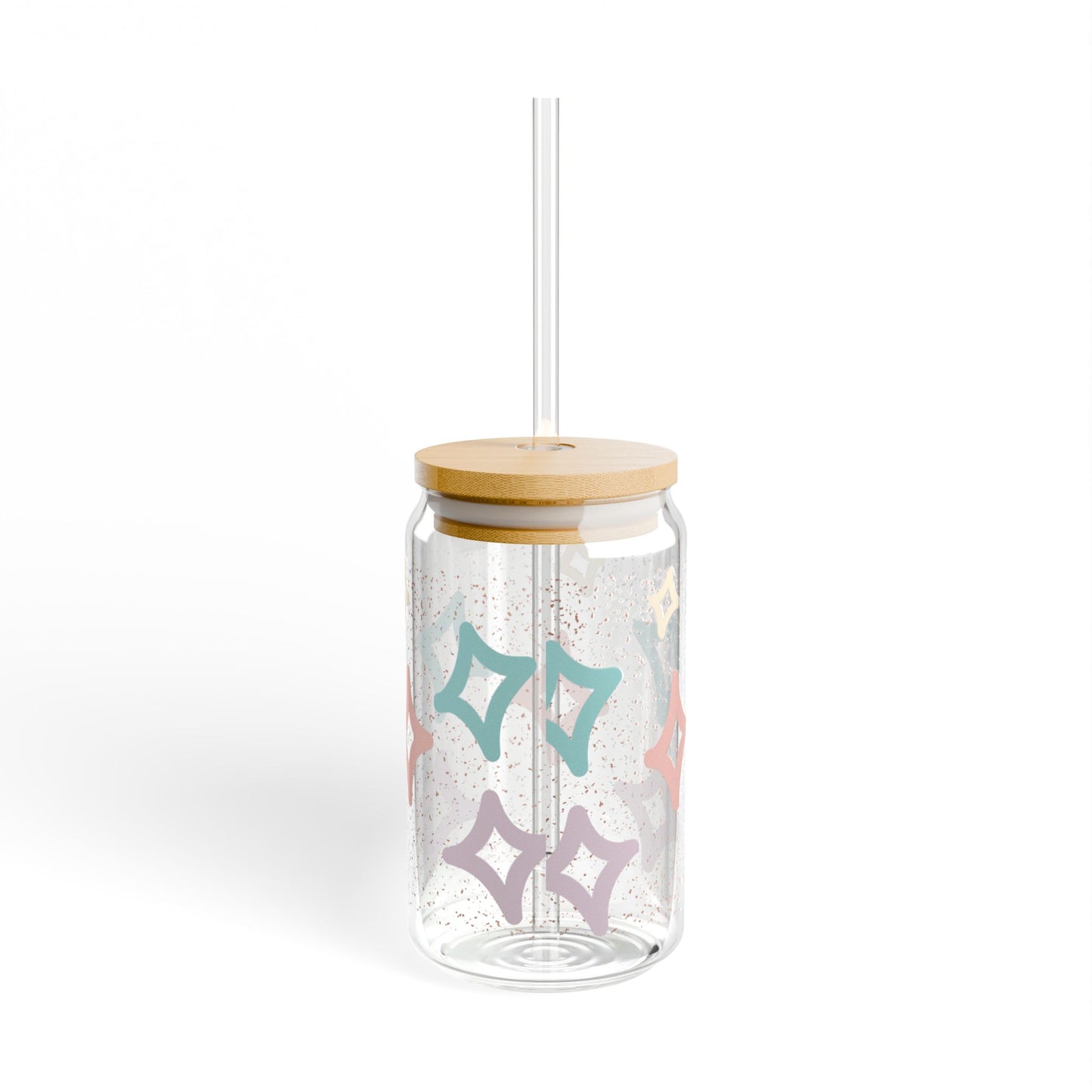 Chic Diamond Sparkle 16oz Sipper Glass with Bamboo Lid