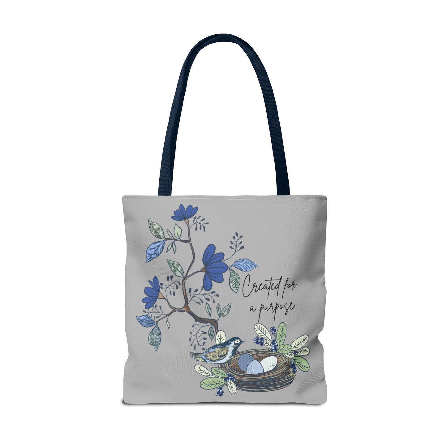 Faith Inspired Tote Bag - 'Created for a Purpose' Floral Design