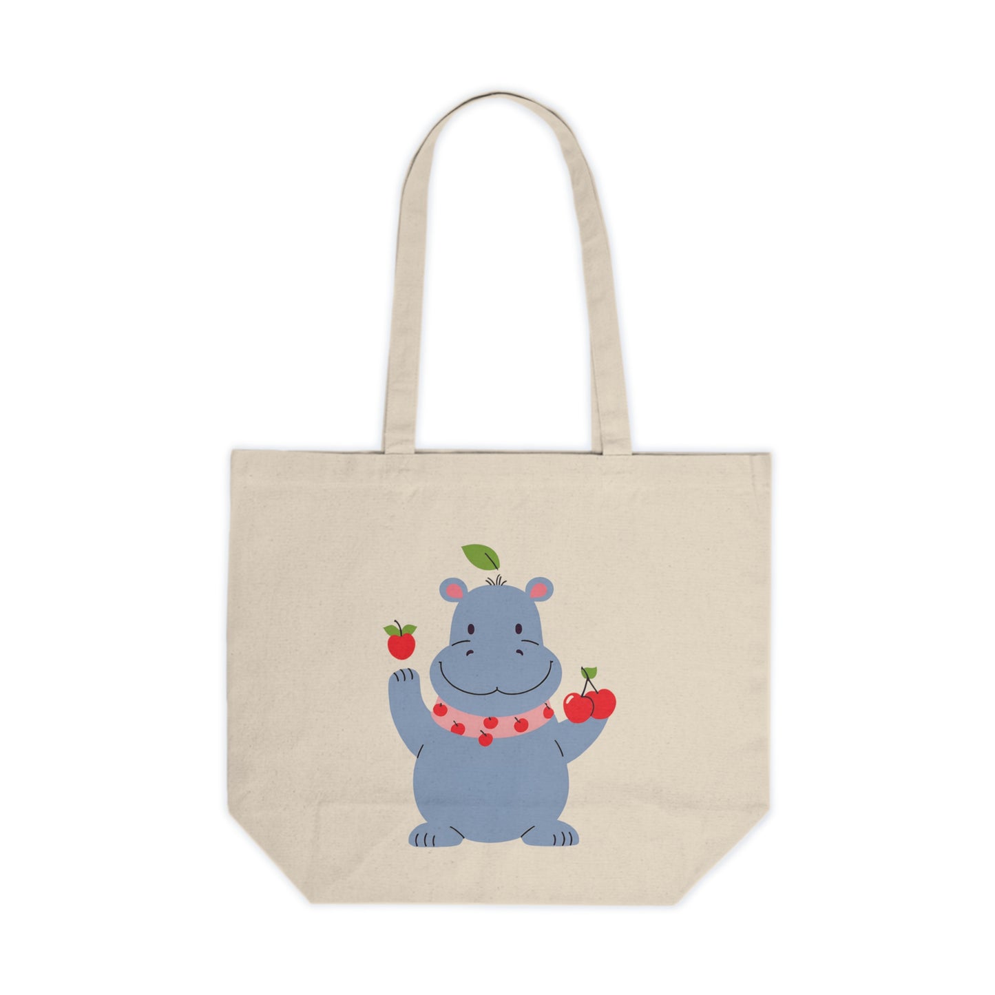 Cute Hippo Canvas Shopping Tote - Eco-Friendly Market Bag for Animal Lovers