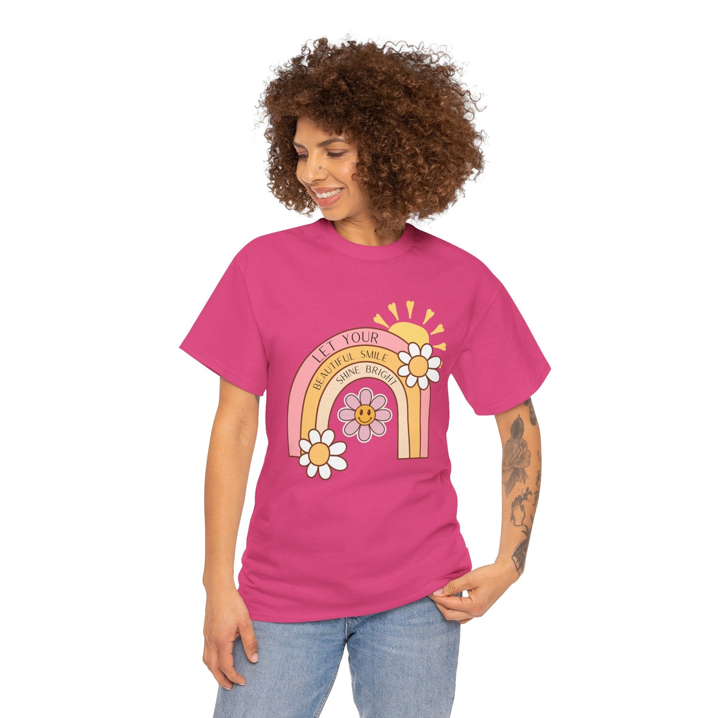 Rainbow Flower Unisex Tee - Let Your Beautiful Smile Shine Bright Design