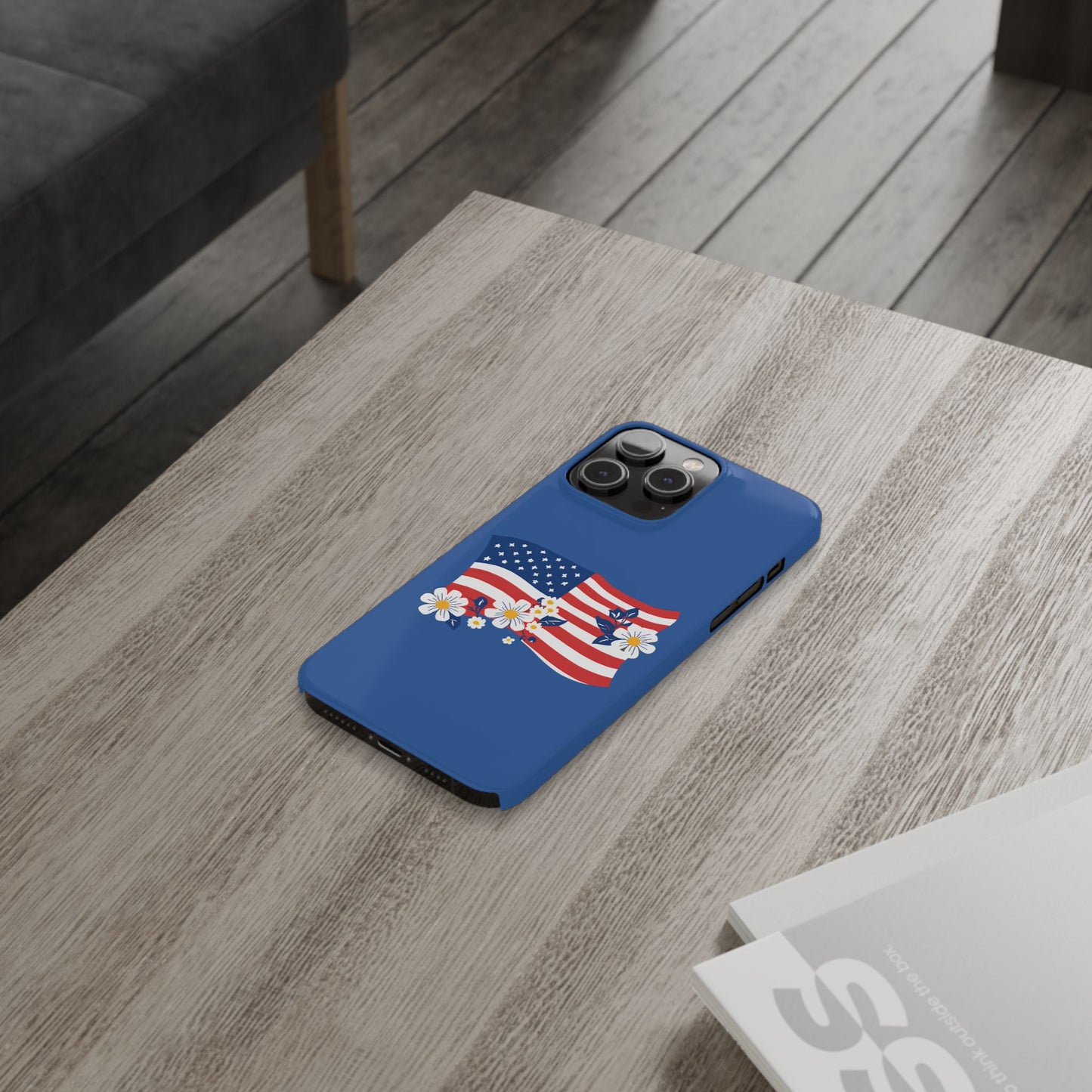 Patriotic Floral Phone Case - Slim Case for iPhone, Independence Day, Memorial Day, American Flag Design, Gifts for Her