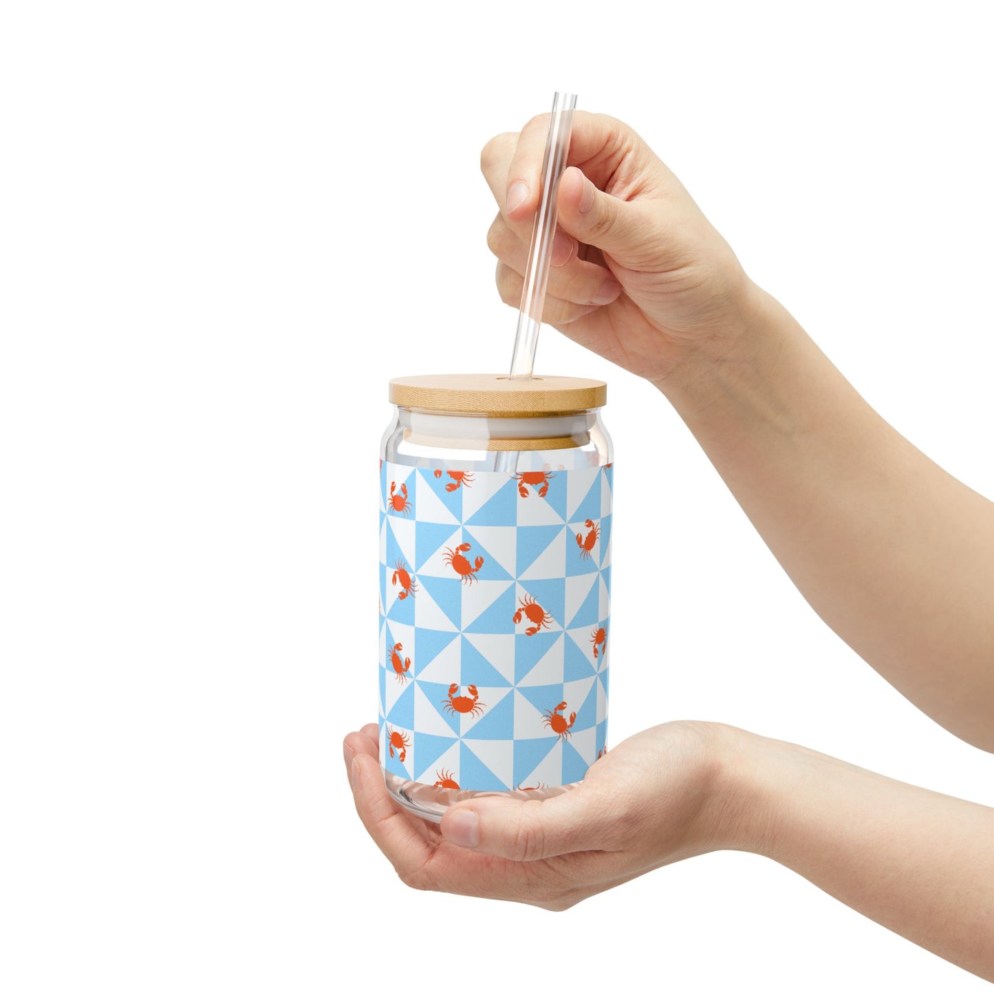 Cute Crab Design 16oz Sipper Glass