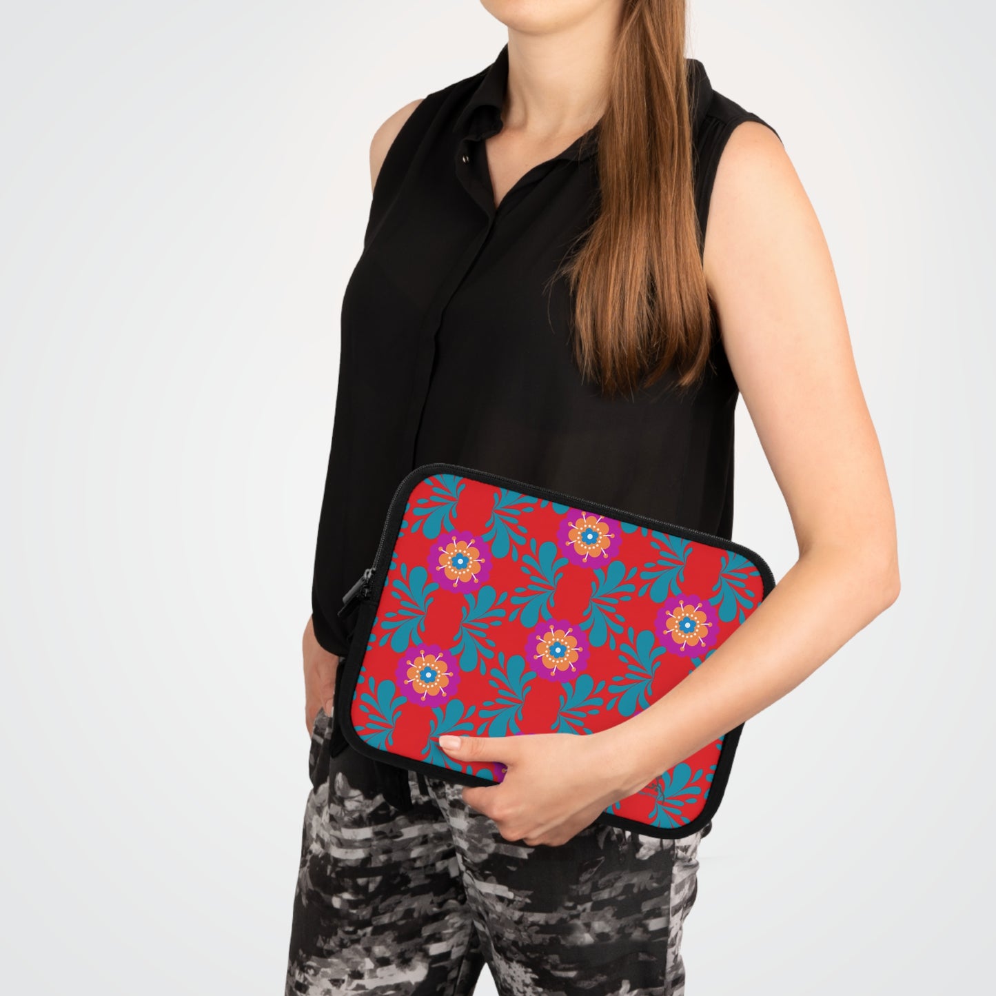 Colorful Floral Laptop Sleeve, Vibrant Tech Accessory for Students