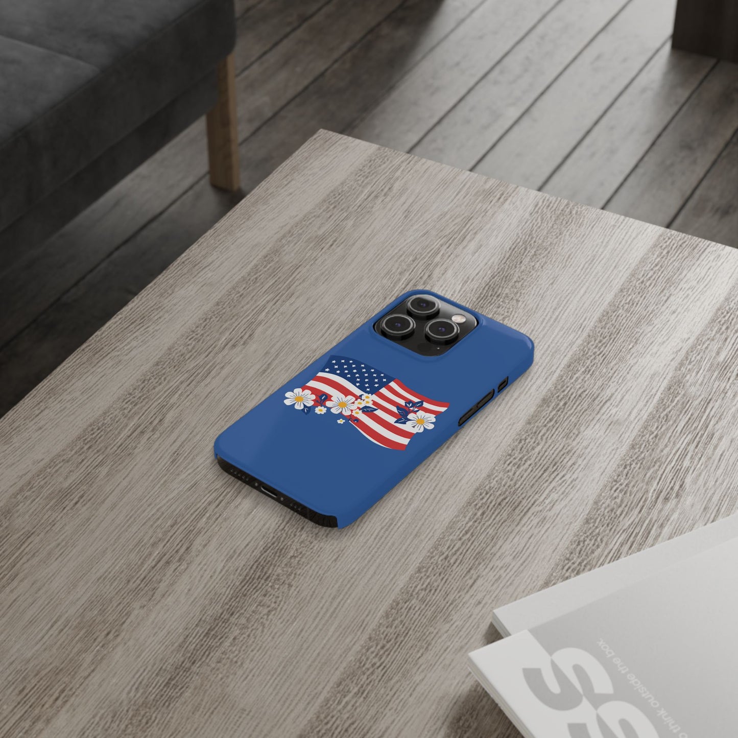 Patriotic Floral Phone Case - Slim Case for iPhone, Independence Day, Memorial Day, American Flag Design, Gifts for Her