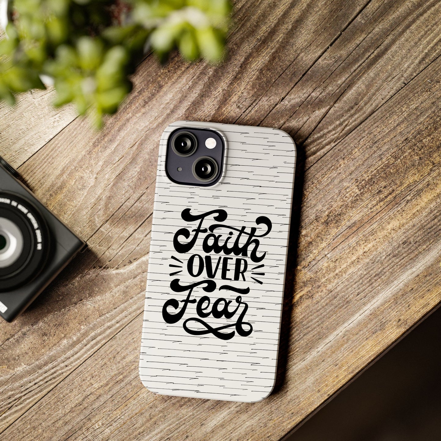 Inspirational Faith Over Fear Phone Case | Slim Case for iPhone & Samsung | Motivational Gift | Modern Design