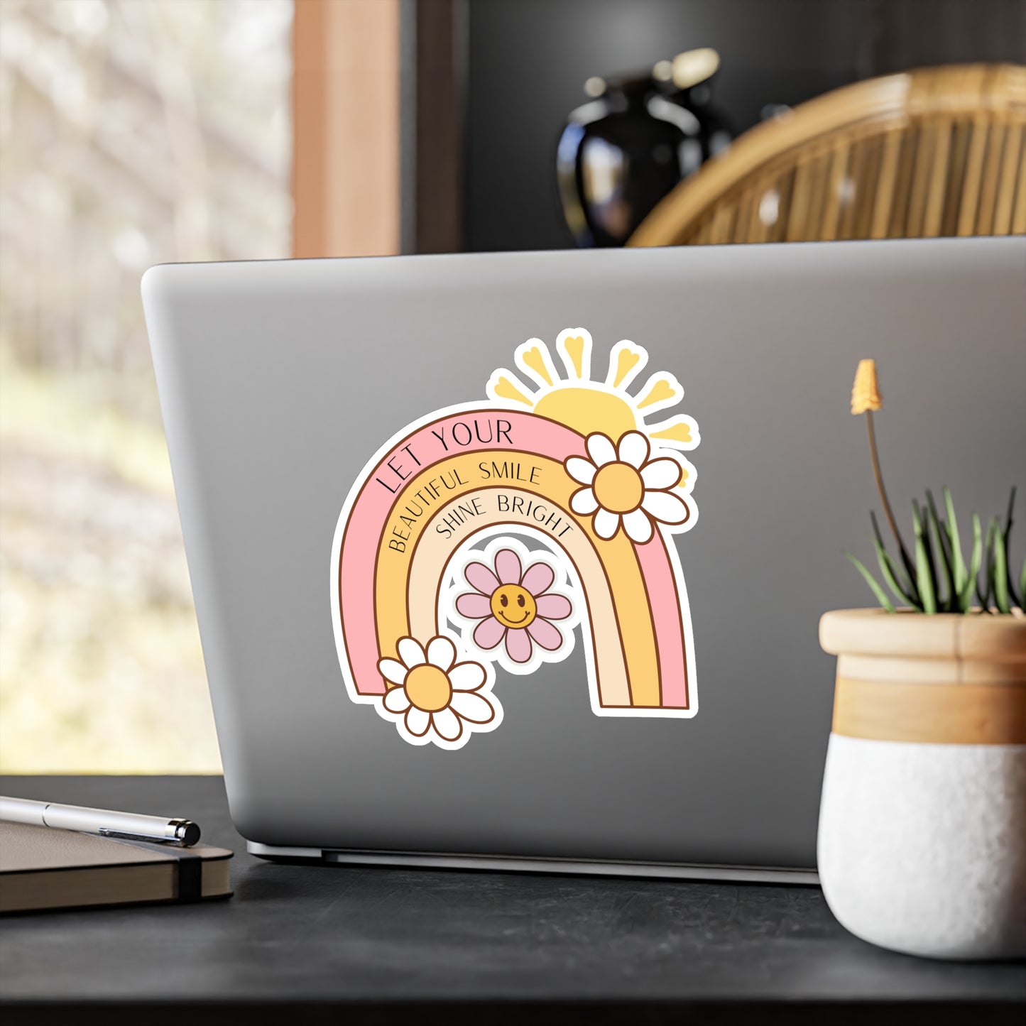 Vinyl Decals - Inspirational Rainbow 'Let Your Beautiful Smile Shine Bright'