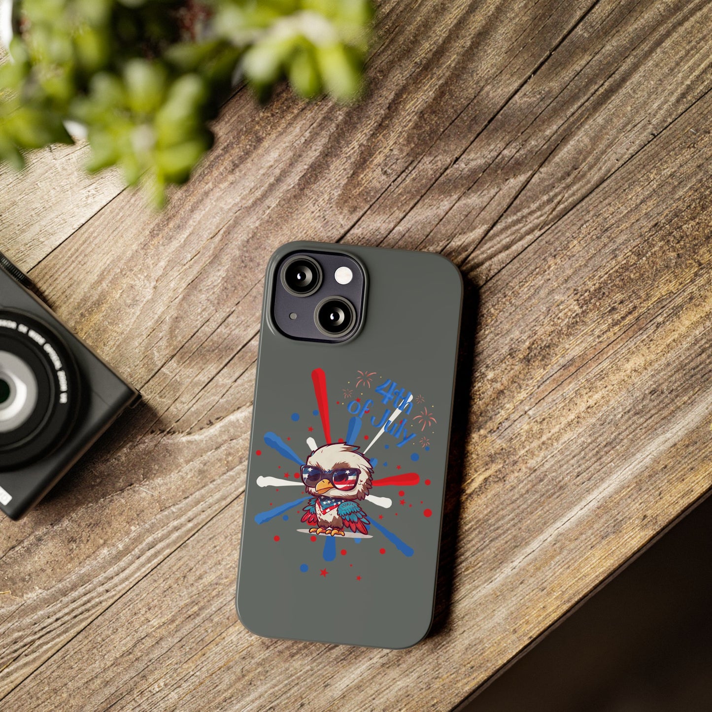 Patriotic Slim Phone Cases with Vector Owl Design | Fourth of July Phone Cover, USA Pride Phone Case, Holiday Gift, Trendy Phone Accessory