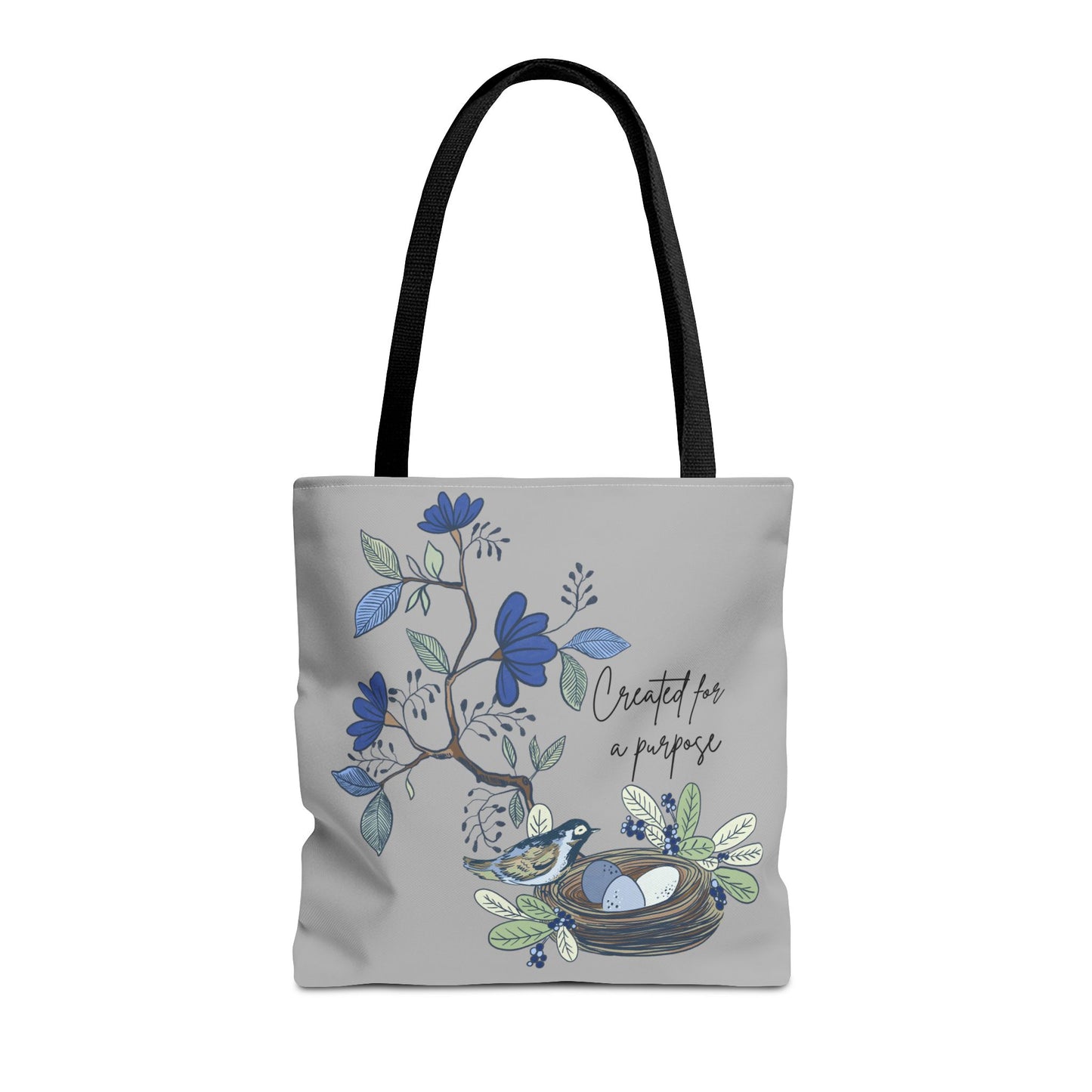 Faith Inspired Tote Bag - 'Created for a Purpose' Floral Design