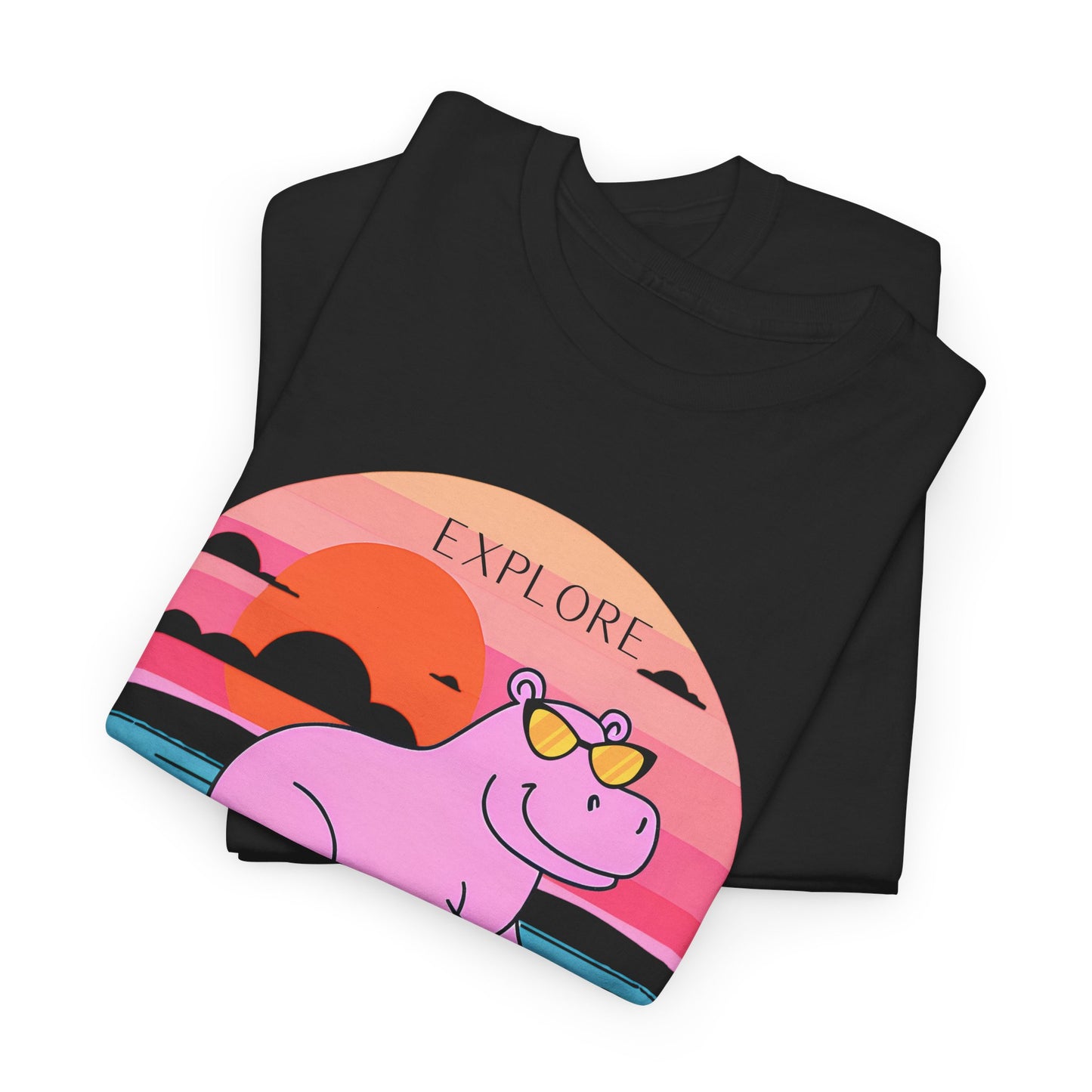 Cute Hippo 'Explore' Tee - Summer Fun