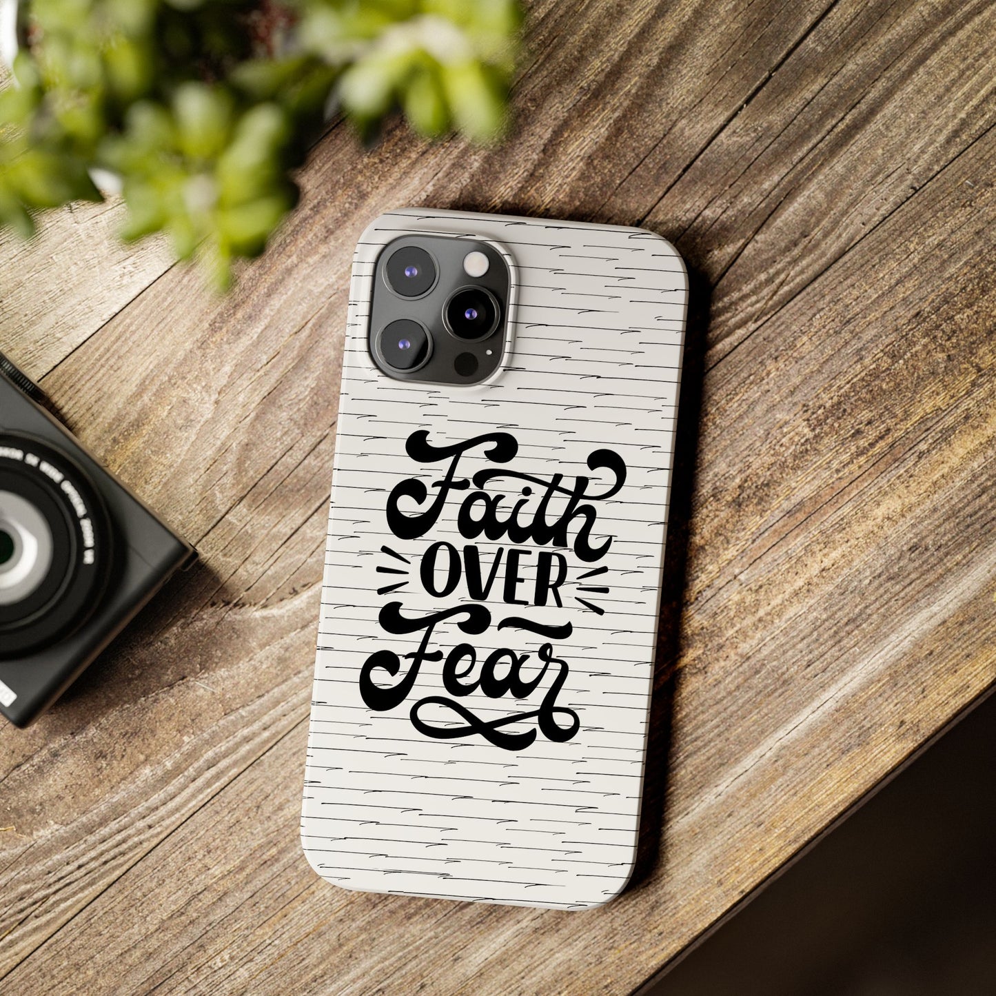 Inspirational Faith Over Fear Phone Case | Slim Case for iPhone & Samsung | Motivational Gift | Modern Design