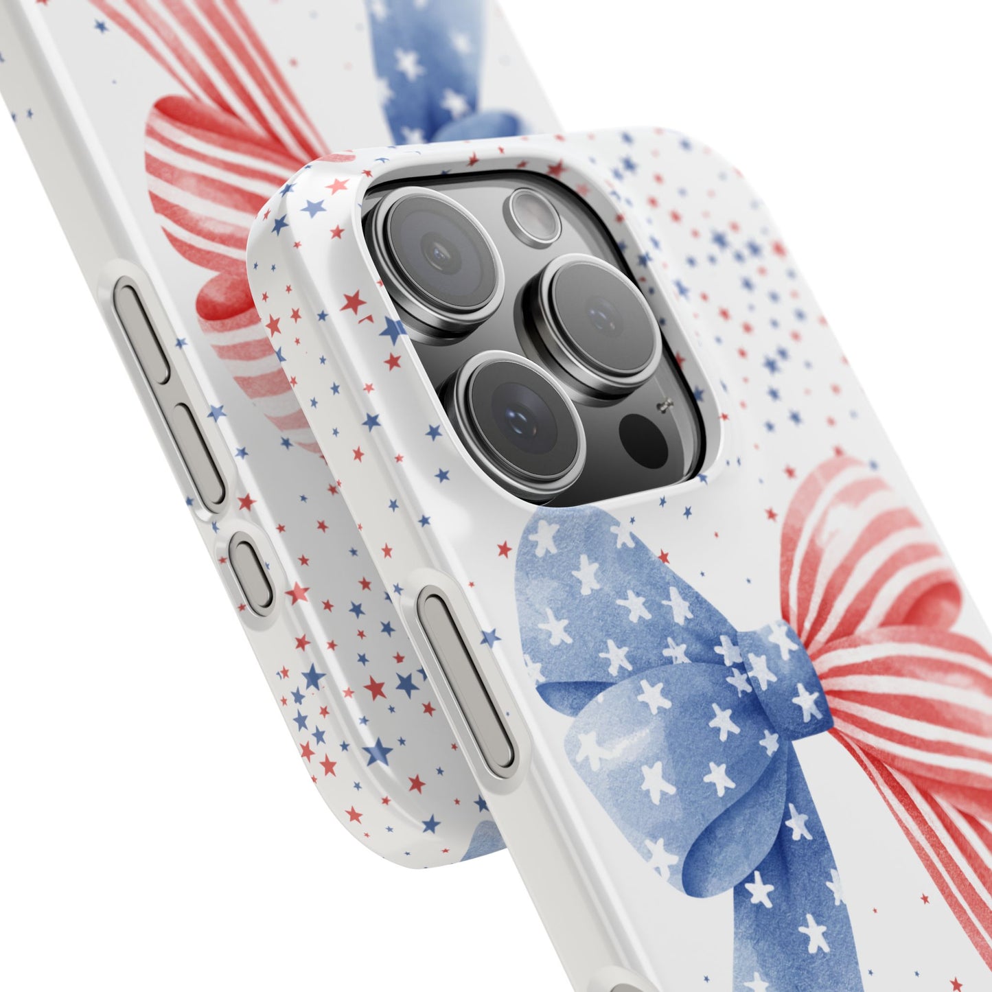 Patriotic Slim Phone Cases with Bow Design, Cute Phone Covers, Summer Accessories, Fourth of July Gift, Trendy Tech