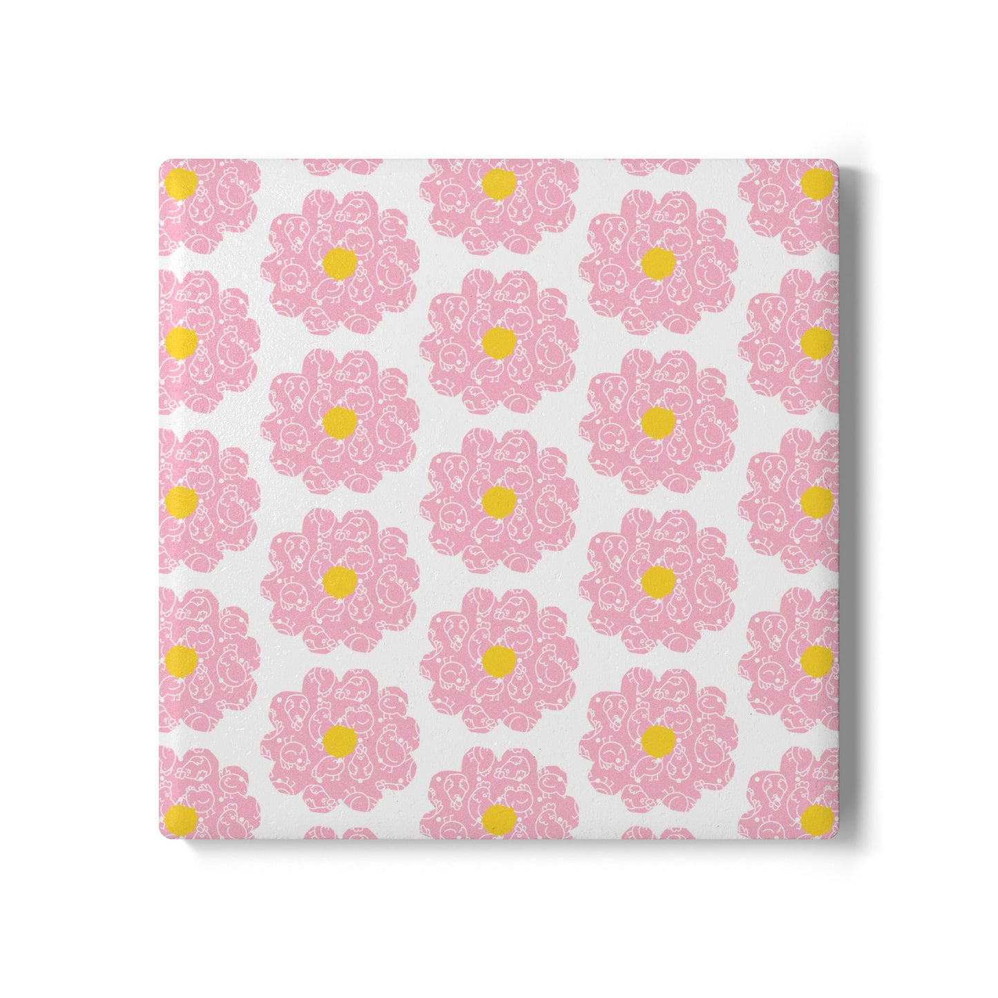 Floral Pink Ceramic Coaster - Aesthetic Home Decor