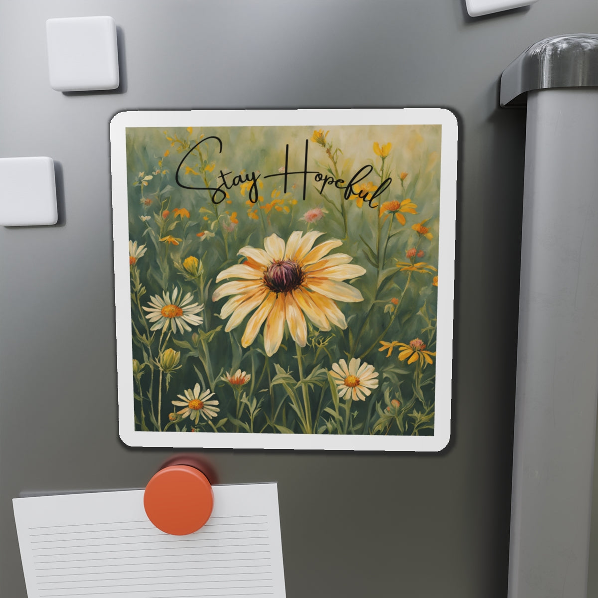 Inspirational Die-Cut Magnet - 'Stay Hopeful' Floral Design